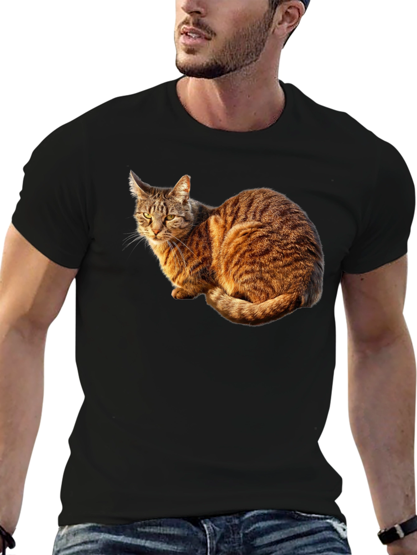 Cat Graphic Black T-Shirt - Unique Design