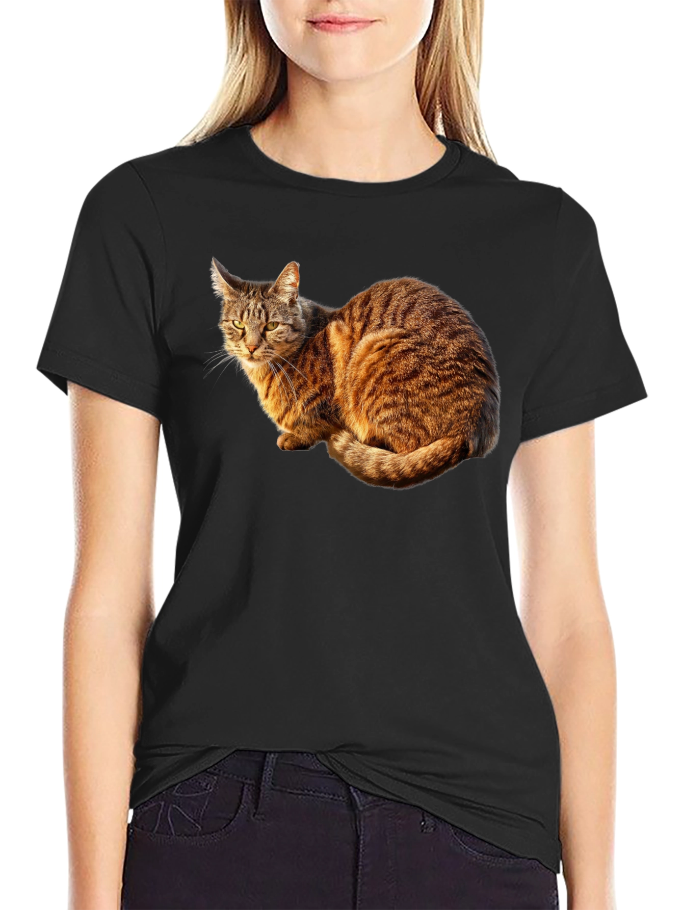 Cat Graphic Black T-Shirt - Unique Design