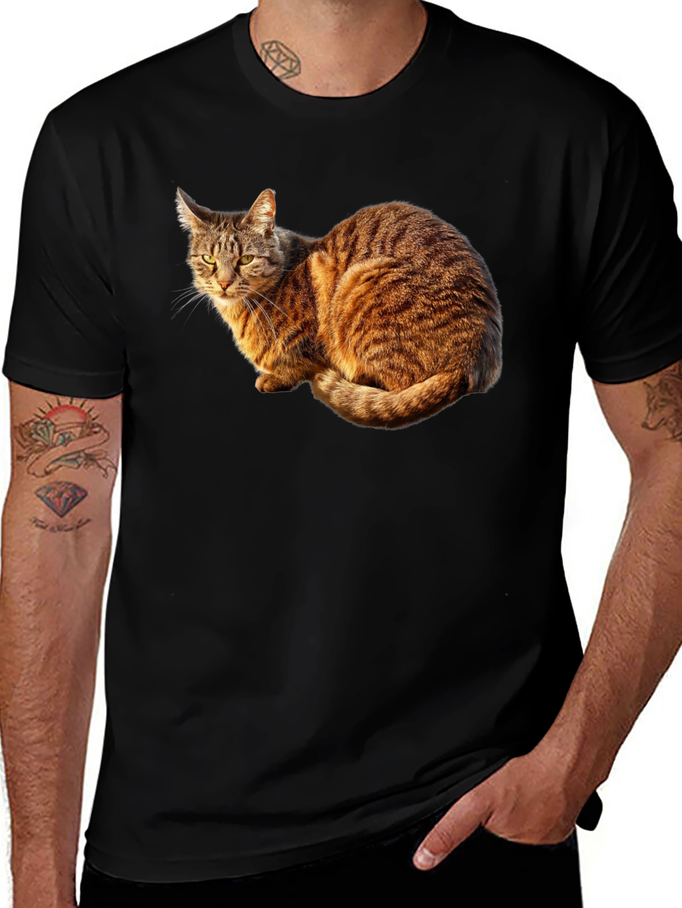Cat Graphic Black T-Shirt - Unique Design
