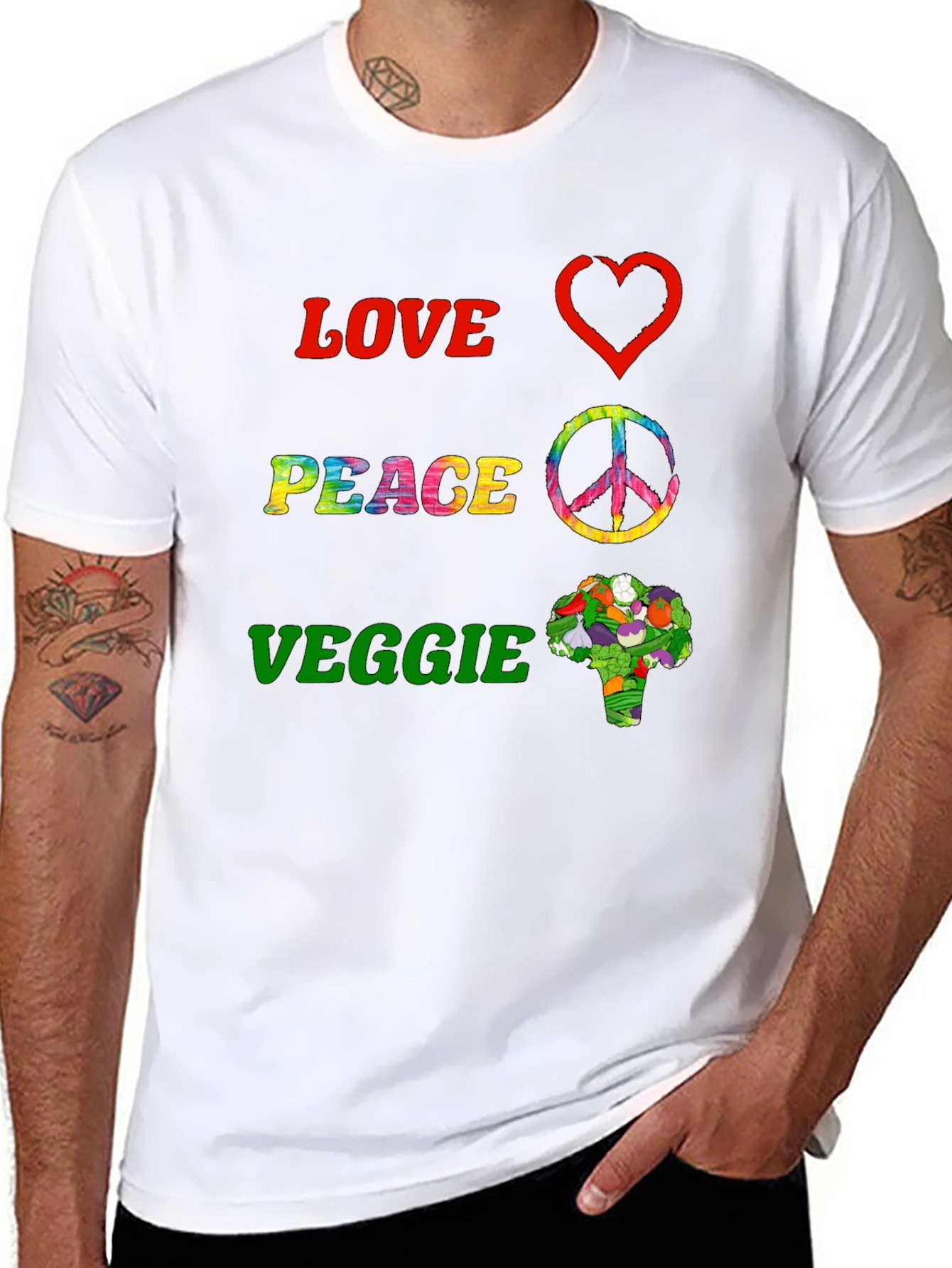Love Peace Veggie Graphic T-Shirt
