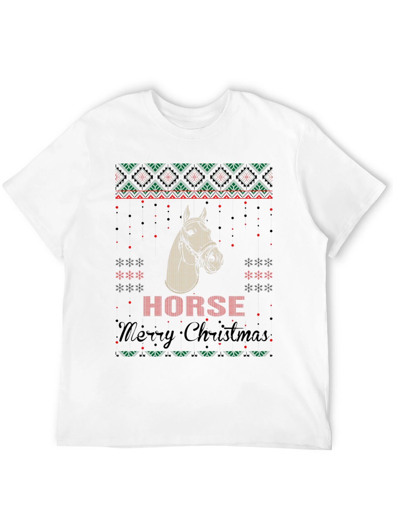Horse Ugly Christmas Sweater Style Graphic Tee