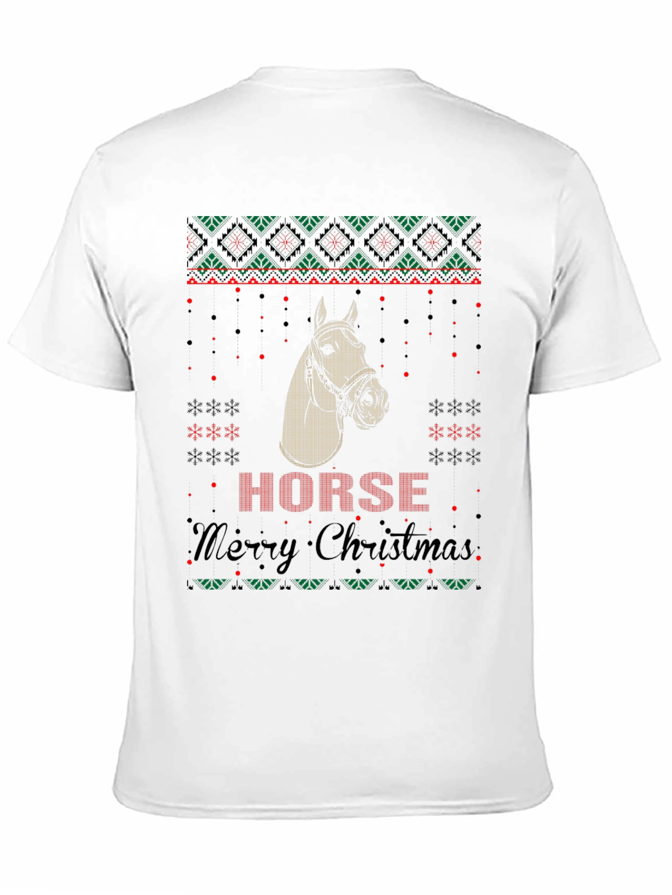 Horse Ugly Christmas Sweater Style Graphic Tee