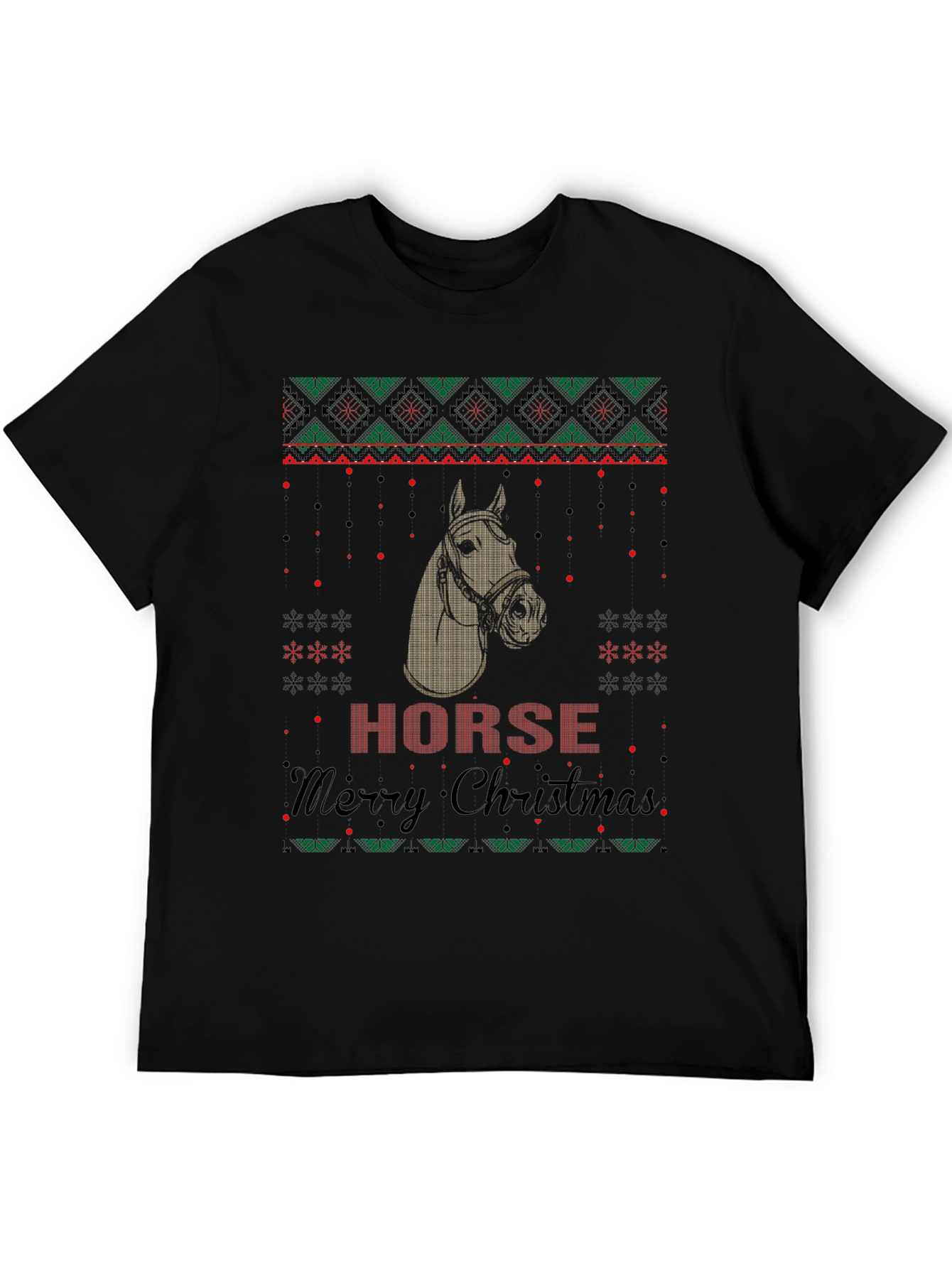 Horse Ugly Christmas Sweater Style Graphic Tee