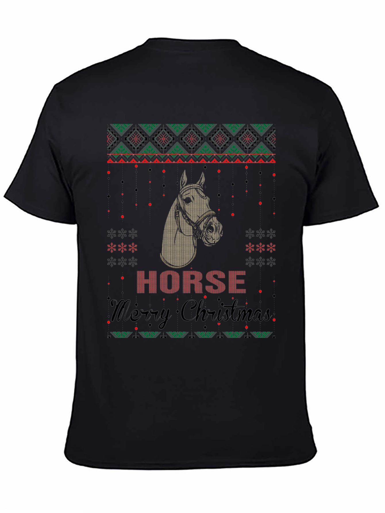 Horse Ugly Christmas Sweater Style Graphic Tee
