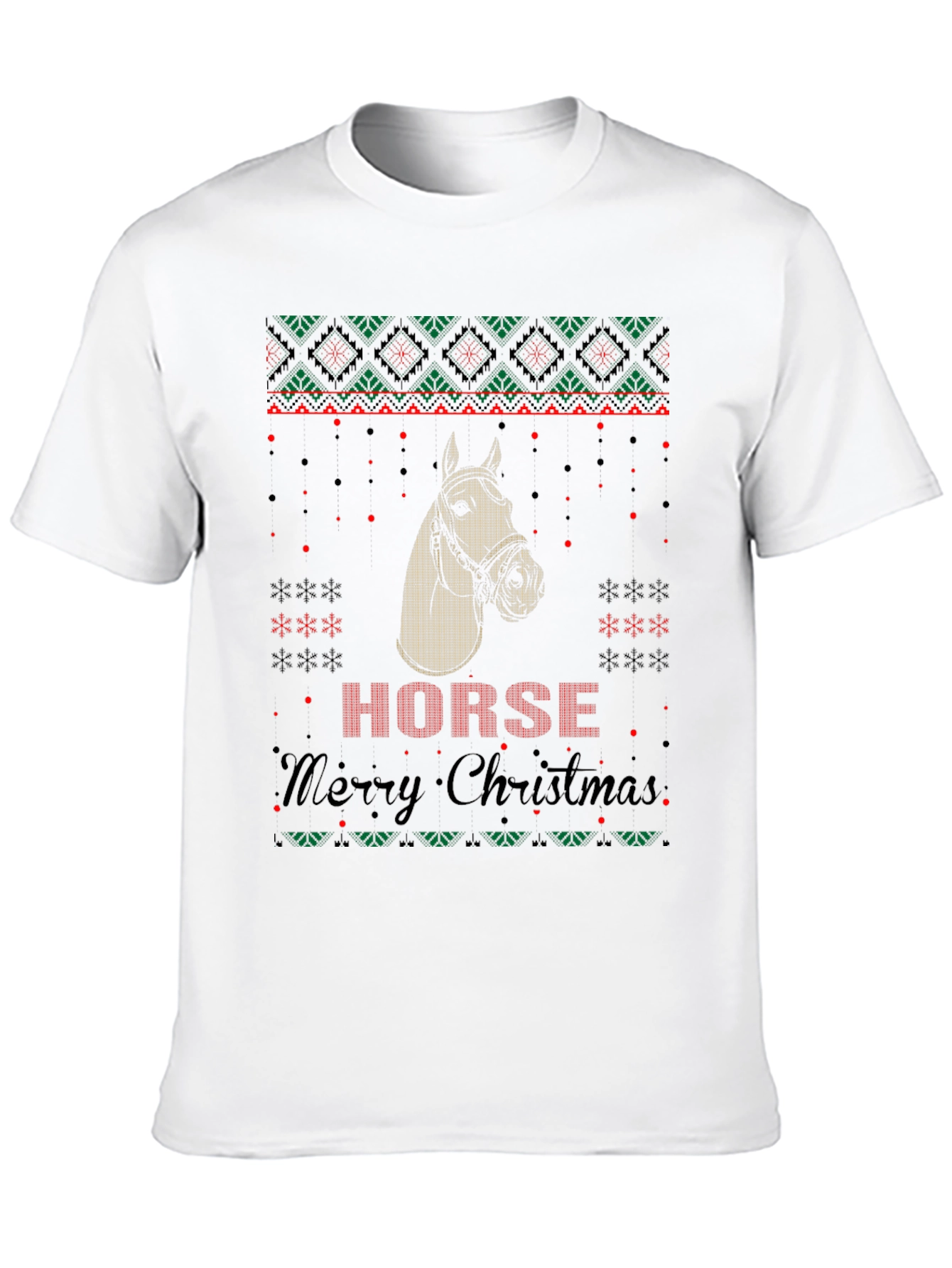 Horse Ugly Christmas Sweater Style Graphic Tee