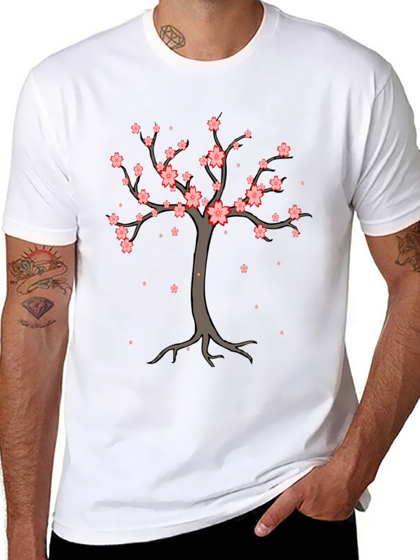 Cherry Blossom Tree Graphic Tee - Stylish Casual Wear