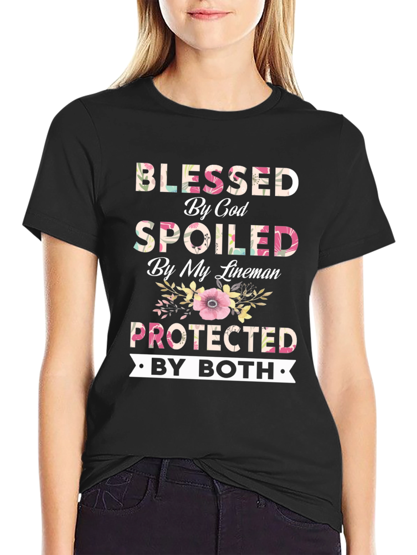 Blessed by God Spoiled by My Lineman T-Shirt