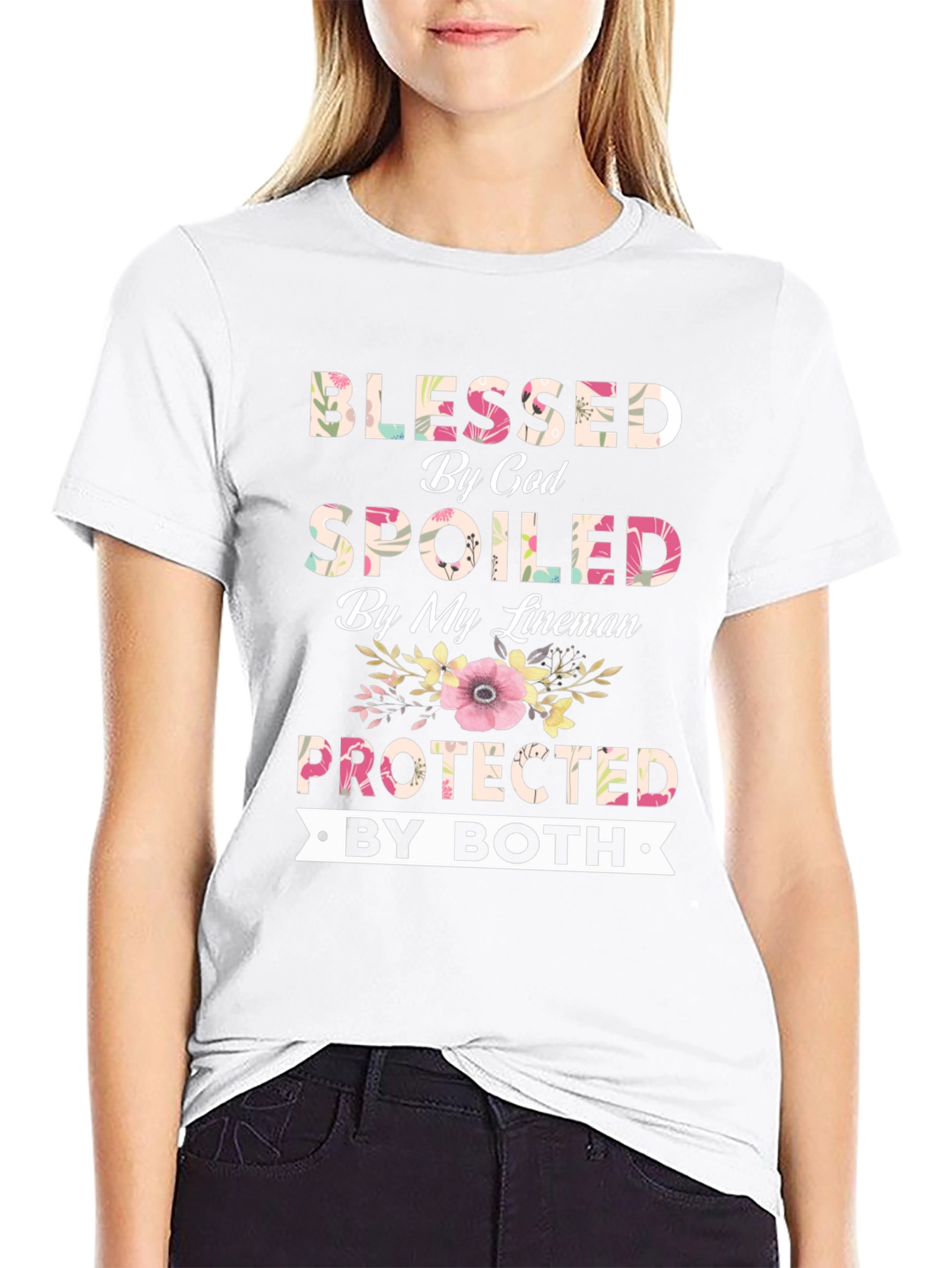 Blessed by God Spoiled by My Lineman T-Shirt