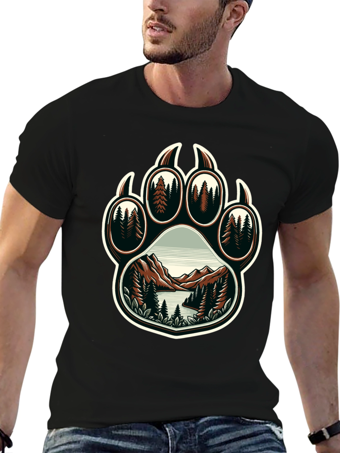 Bear Paw Nature Graphic T-Shirt