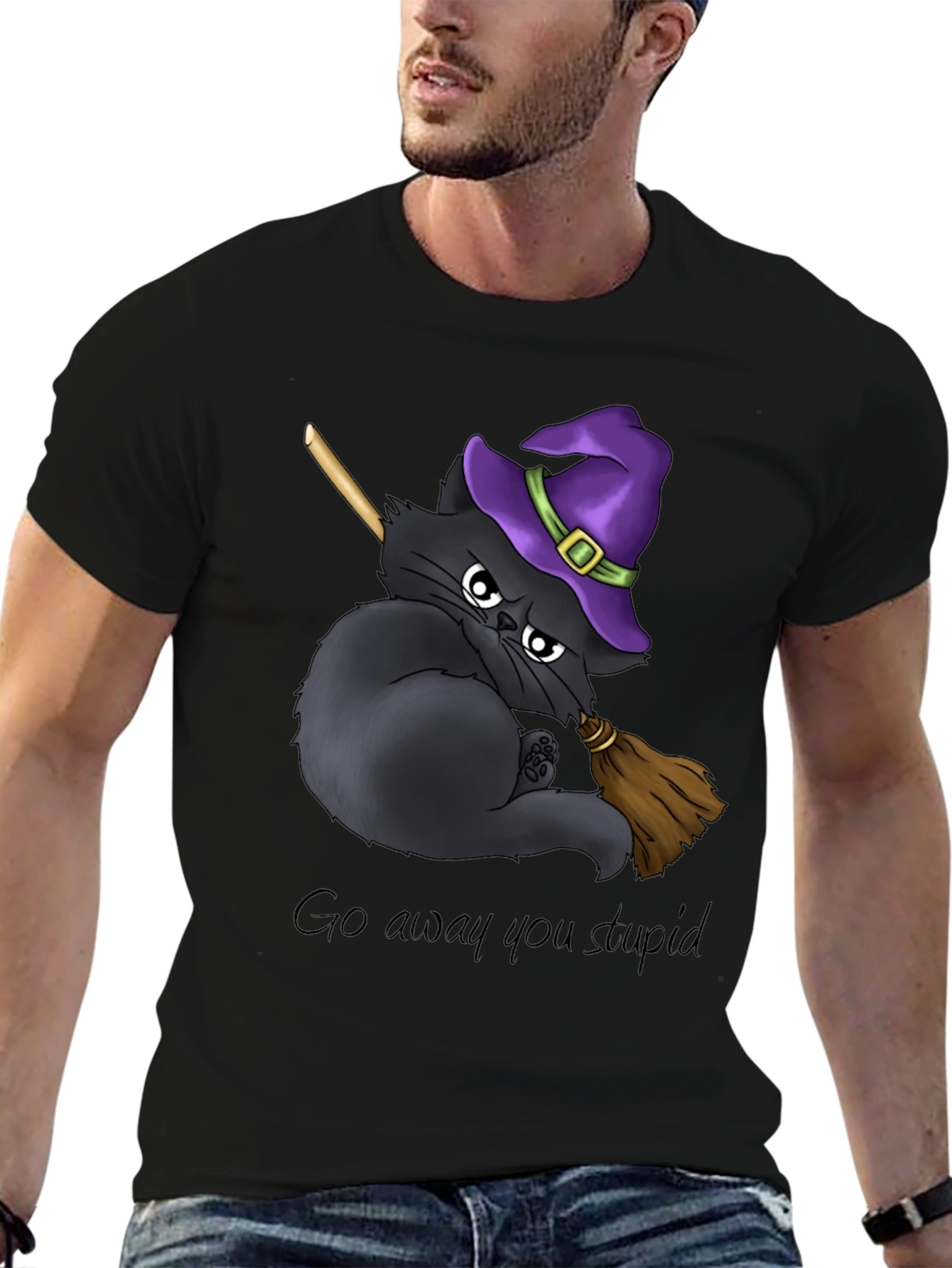 Grumpy Witch Cat Graphic Tee