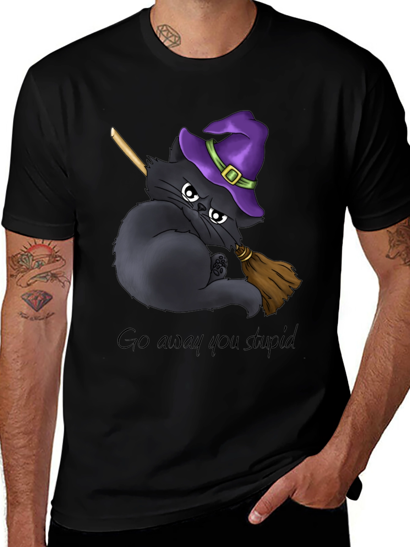 Grumpy Witch Cat Graphic Tee