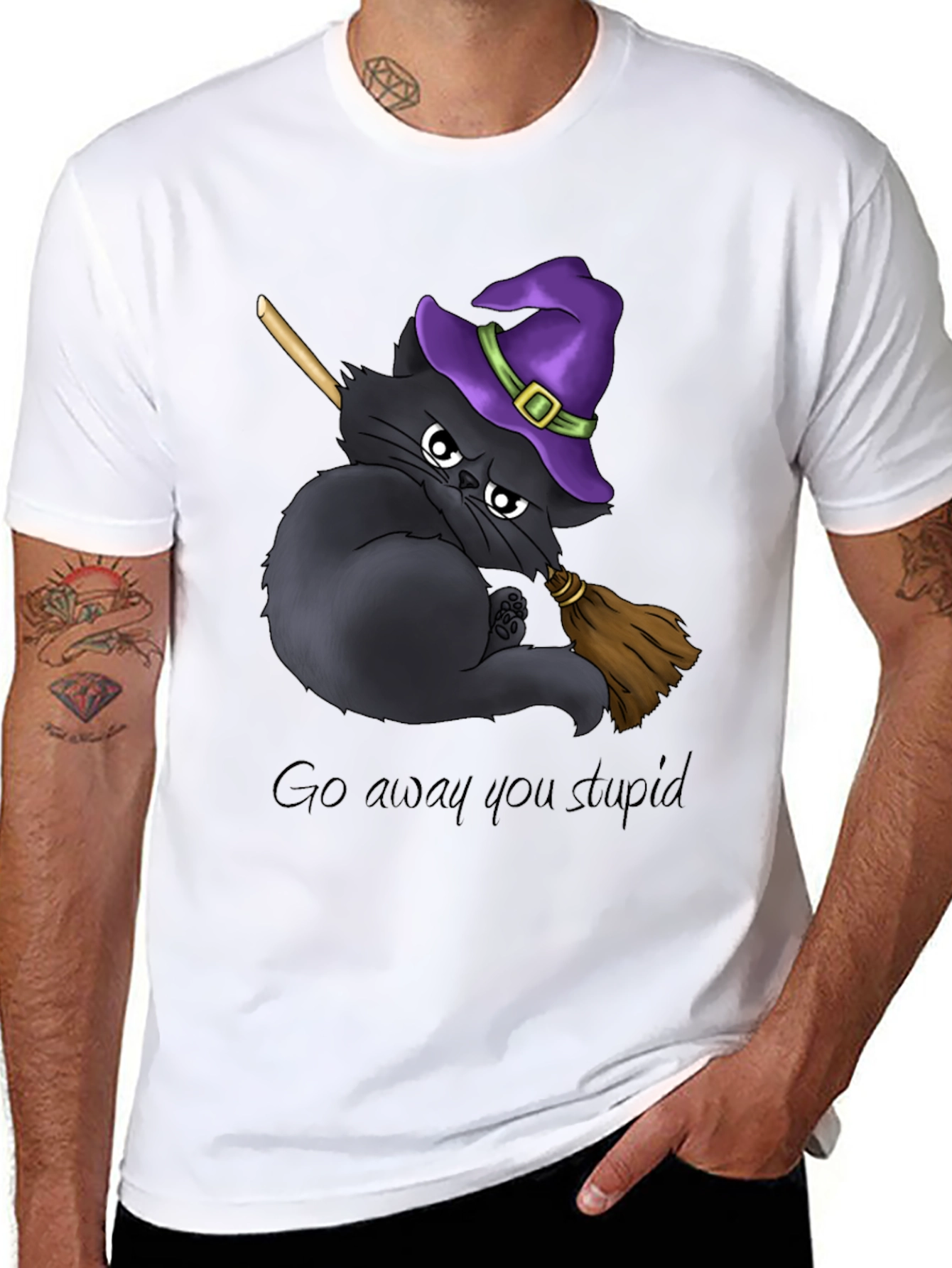 Grumpy Witch Cat Graphic Tee