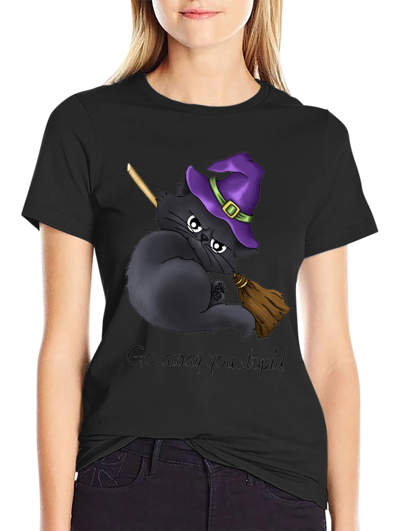 Grumpy Witch Cat Graphic Tee