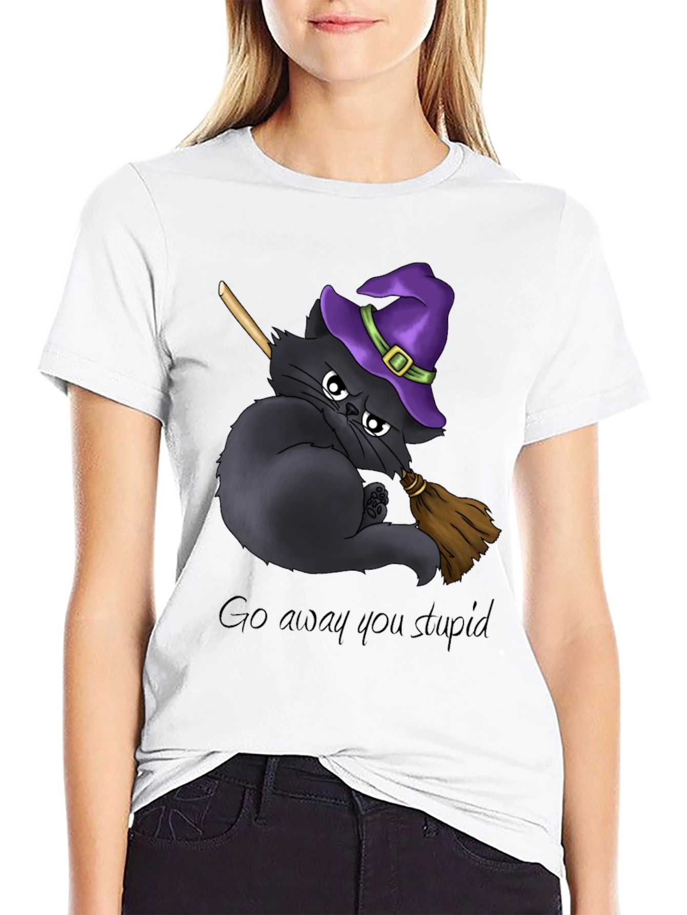 Grumpy Witch Cat Graphic Tee