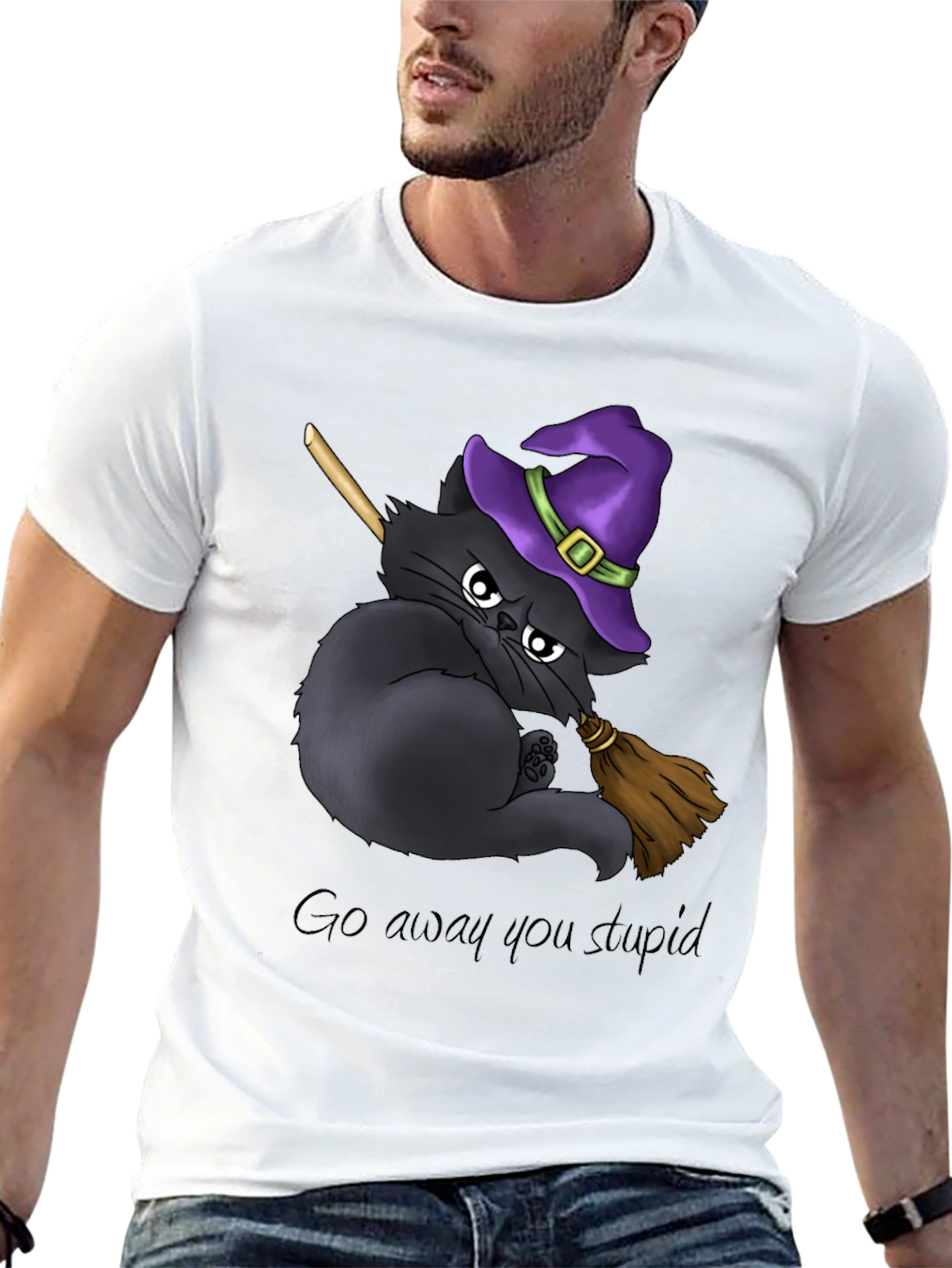 Grumpy Witch Cat Graphic Tee