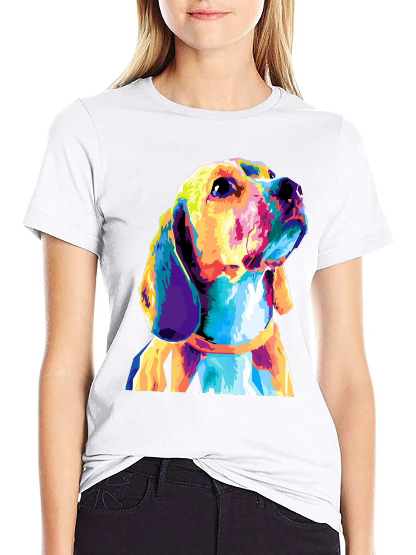 Dog Graphic Print Black T-Shirt