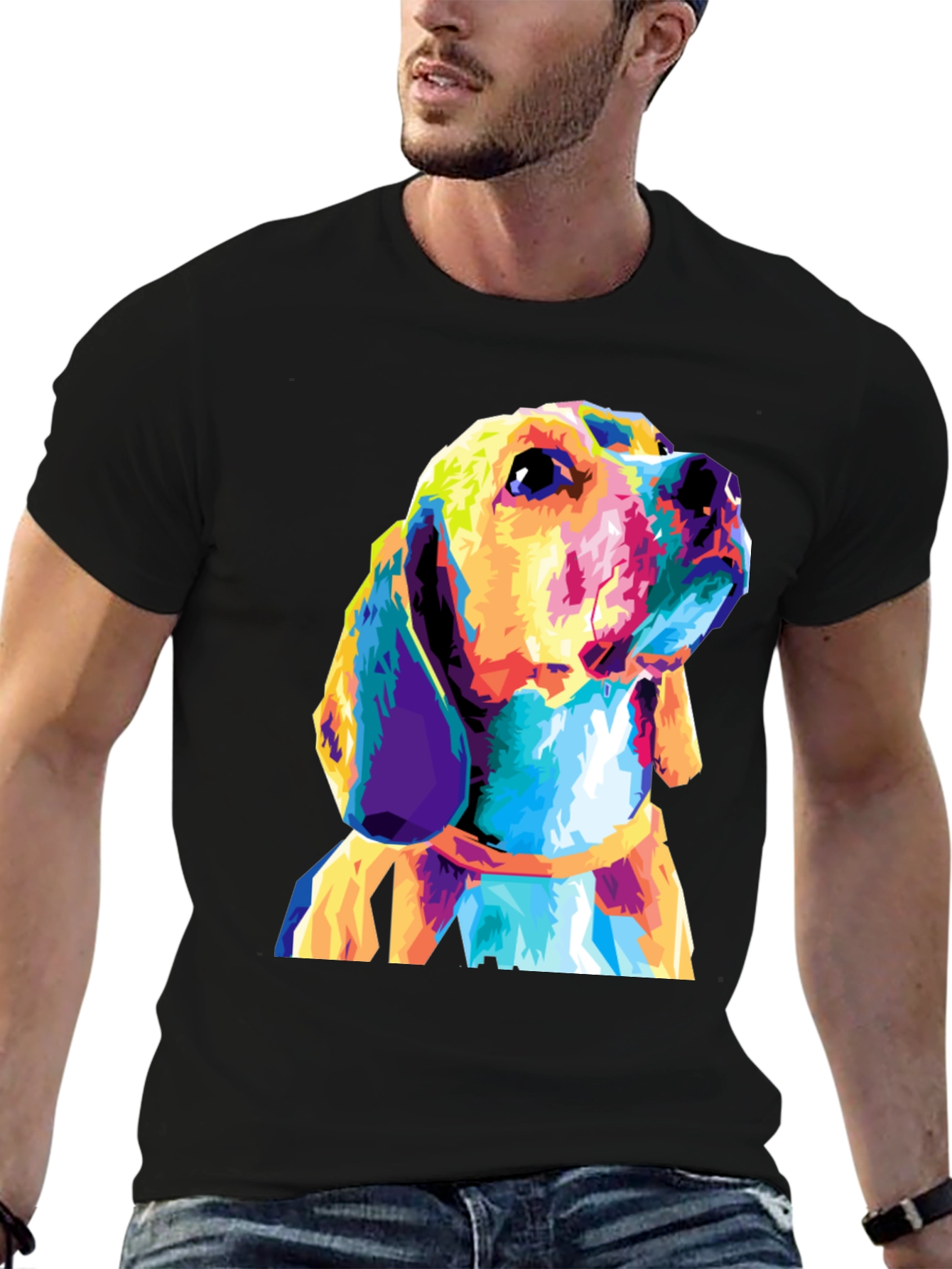 Dog Graphic Print Black T-Shirt