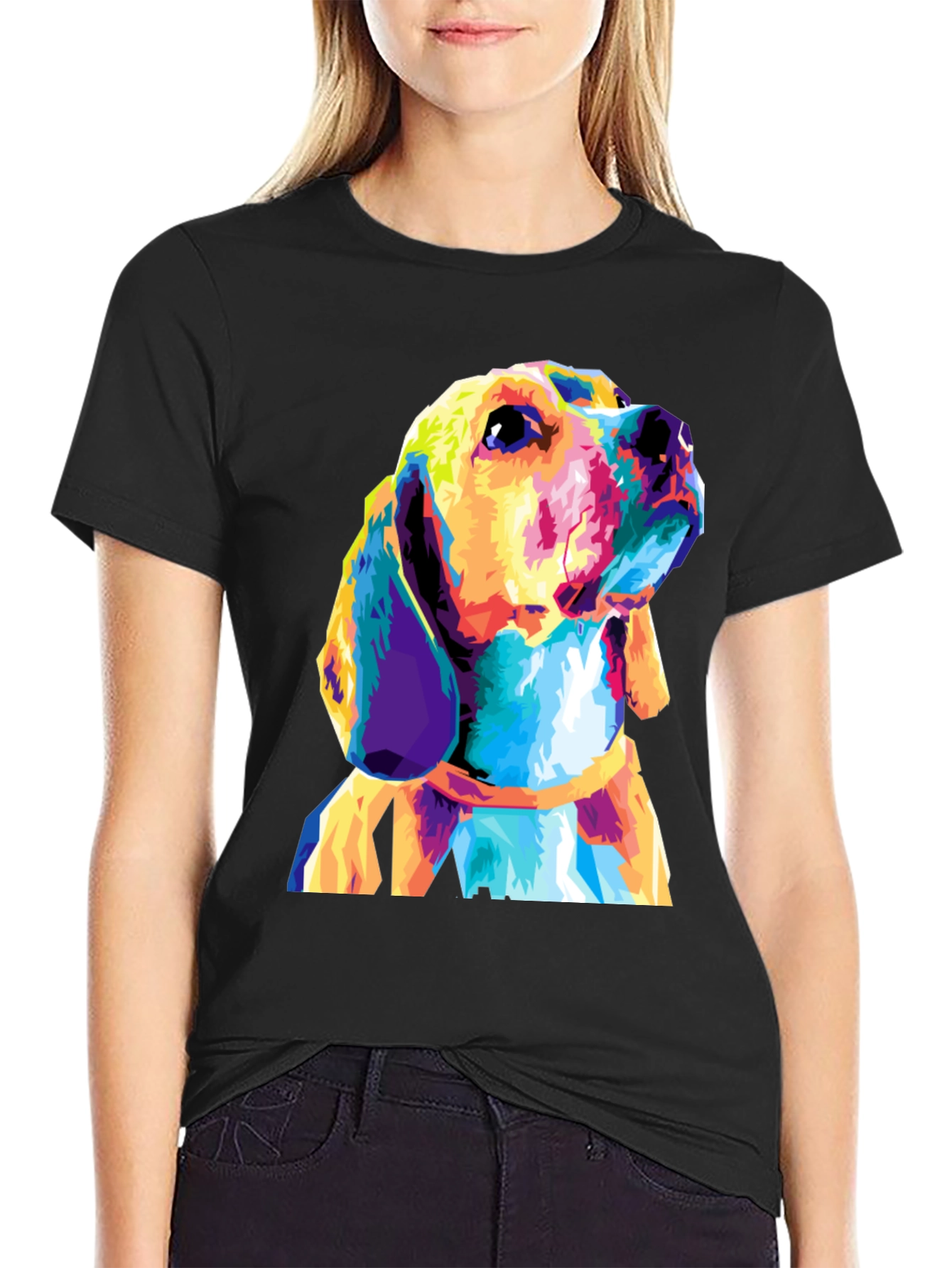Dog Graphic Print Black T-Shirt