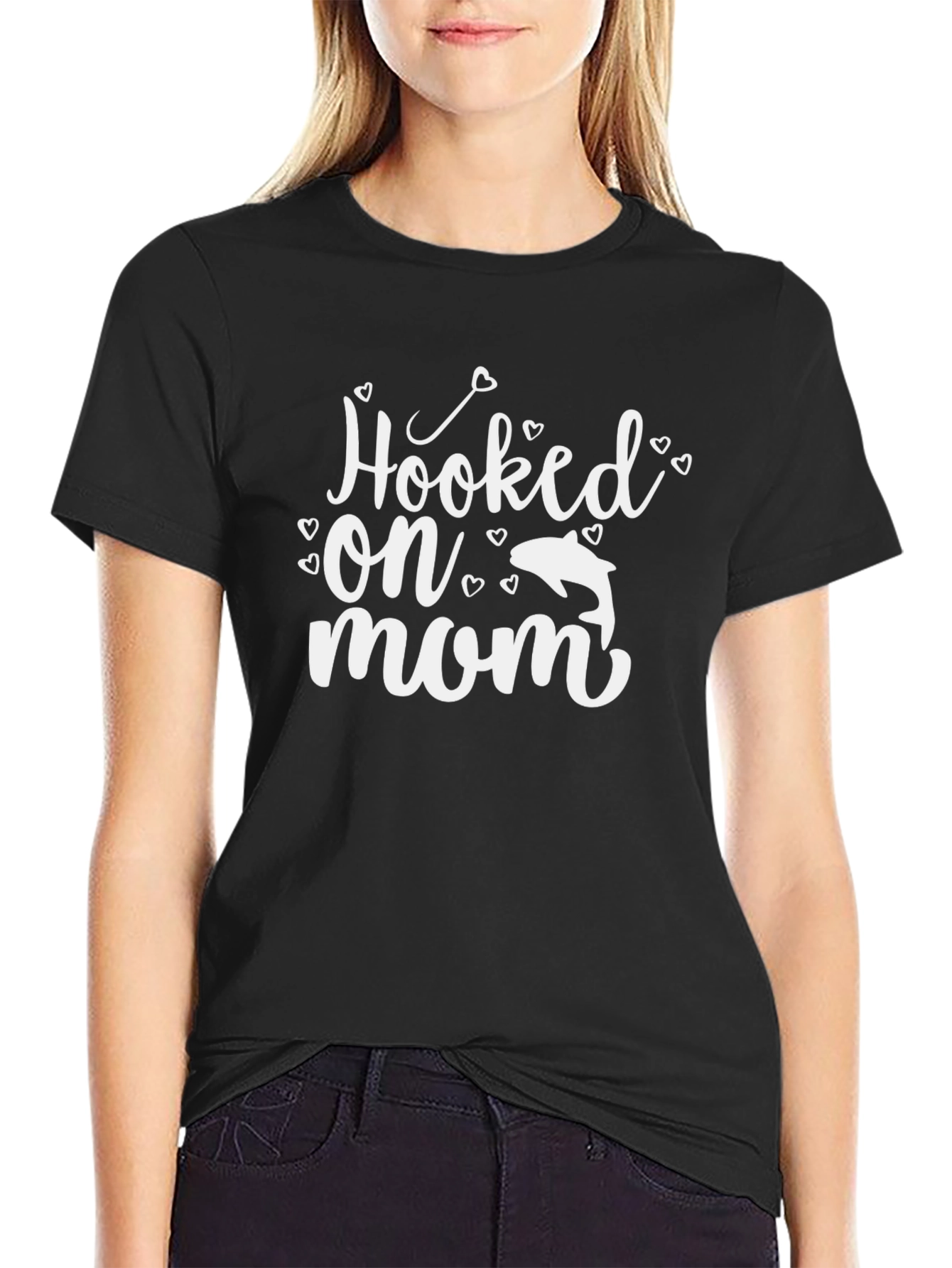 Hooked on Mom Graphic Tee - Black