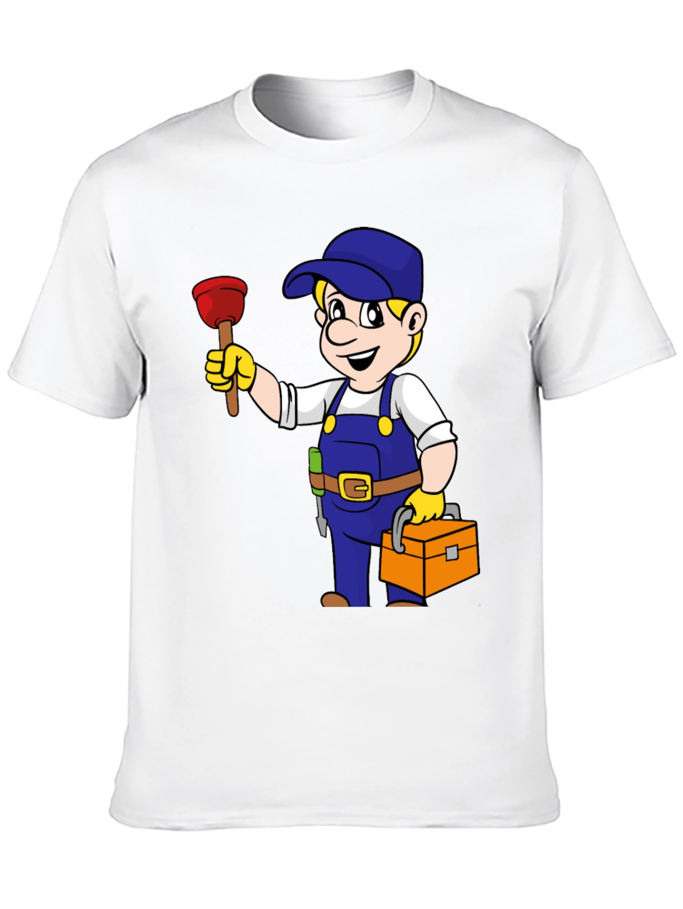 Plumber Cartoon Graphic Black T-Shirt