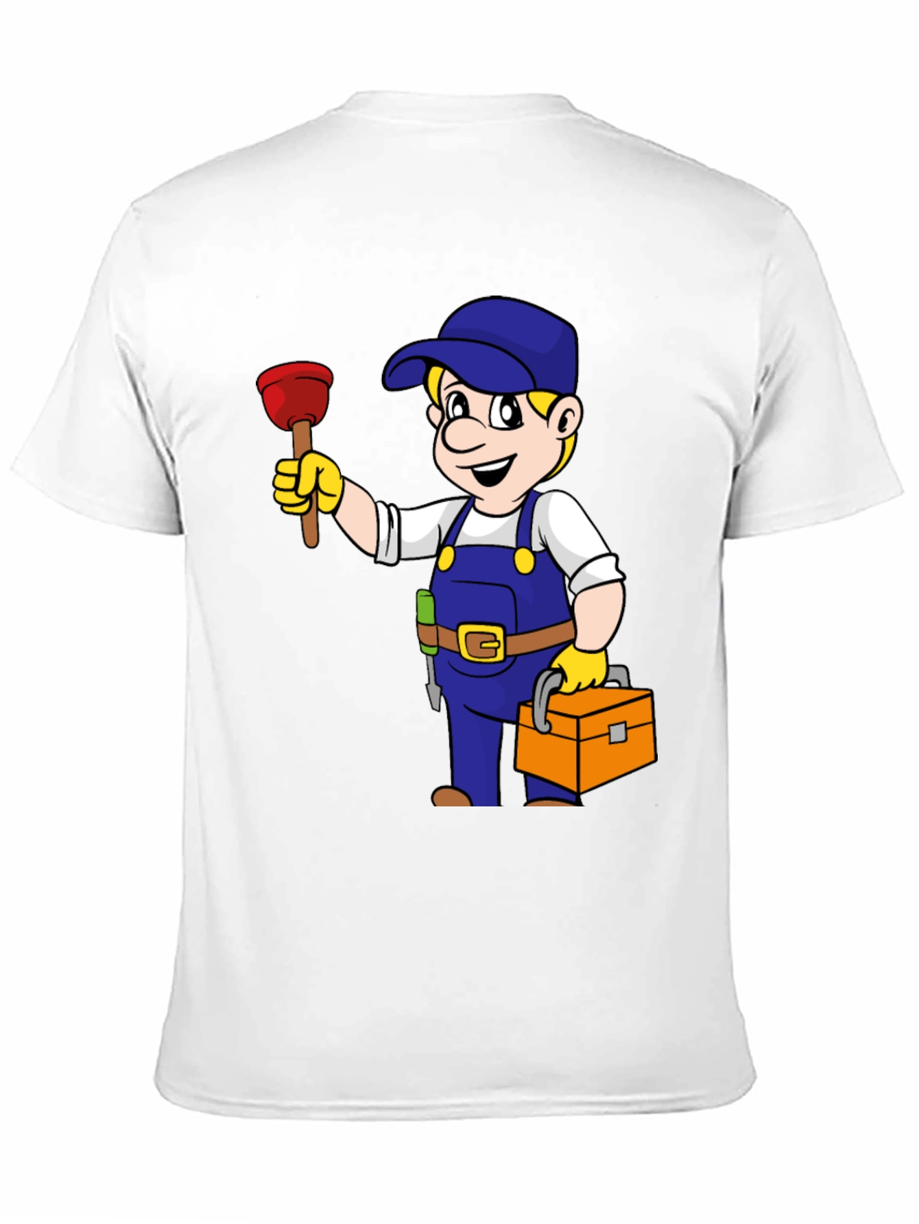 Plumber Cartoon Graphic Black T-Shirt