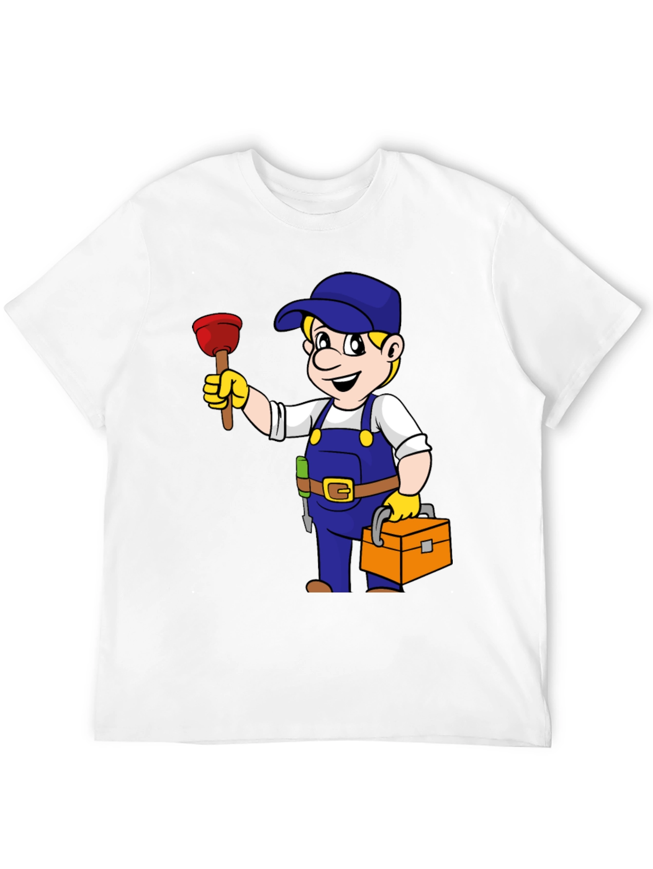 Plumber Cartoon Graphic Black T-Shirt