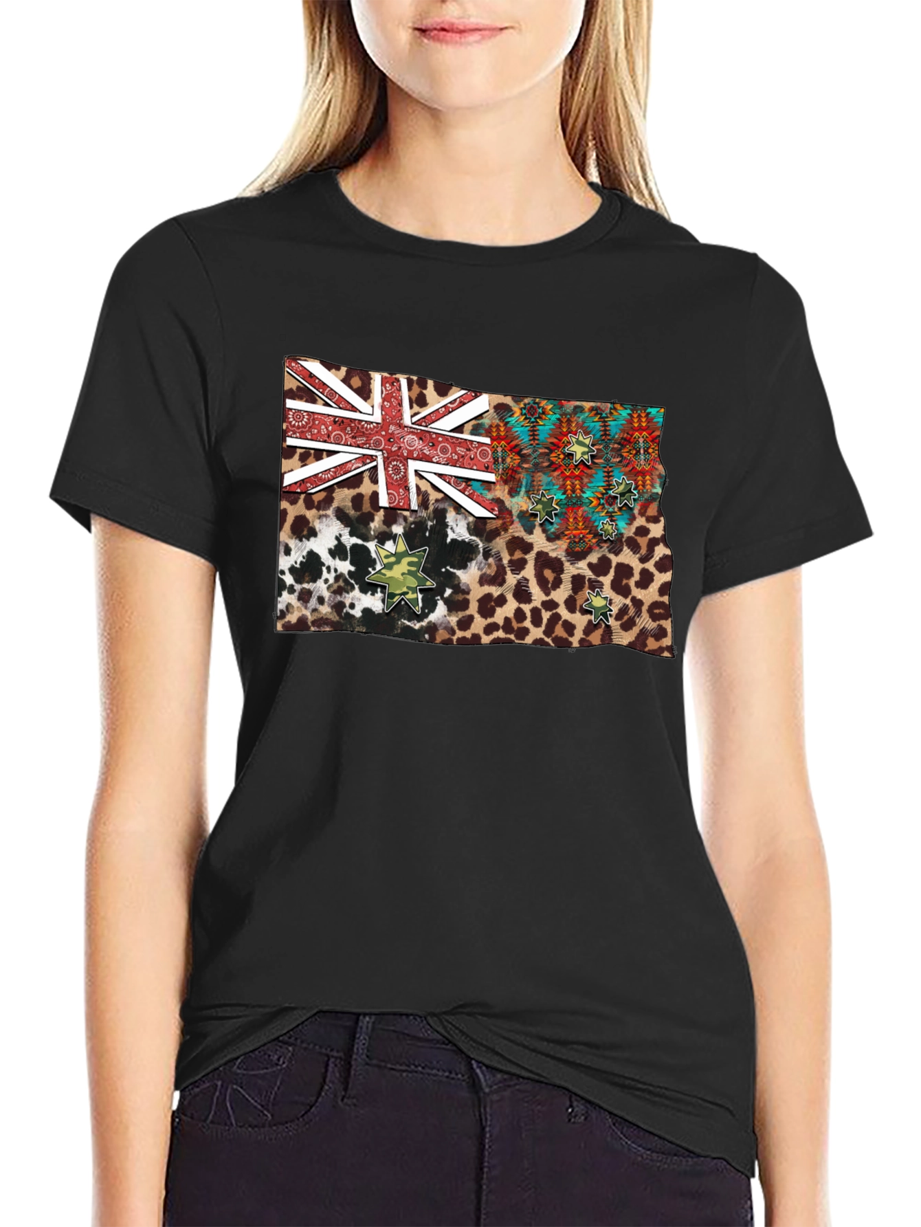 Novelty Print Black T-Shirt