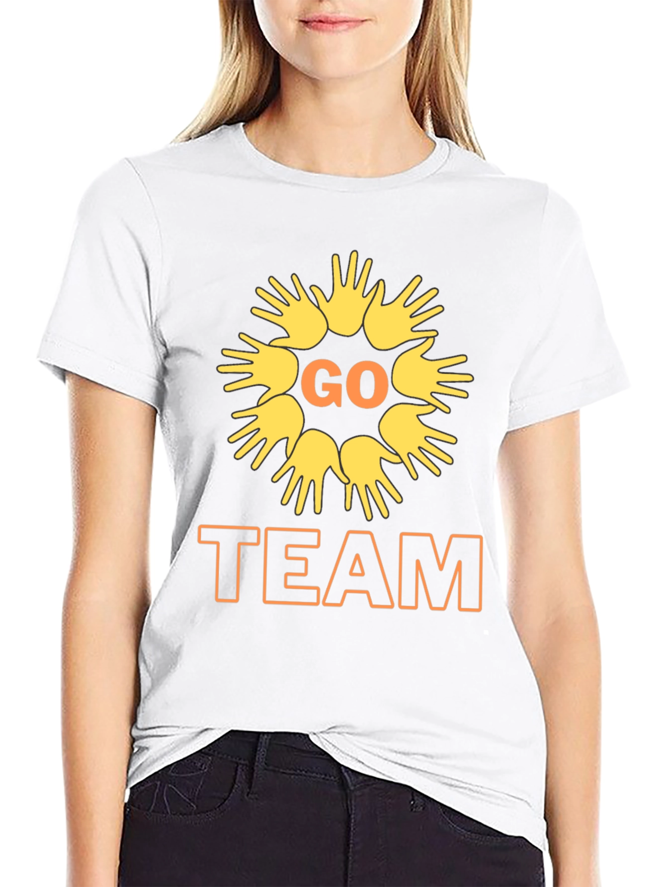 Go Team Black T-Shirt with Graphic Print