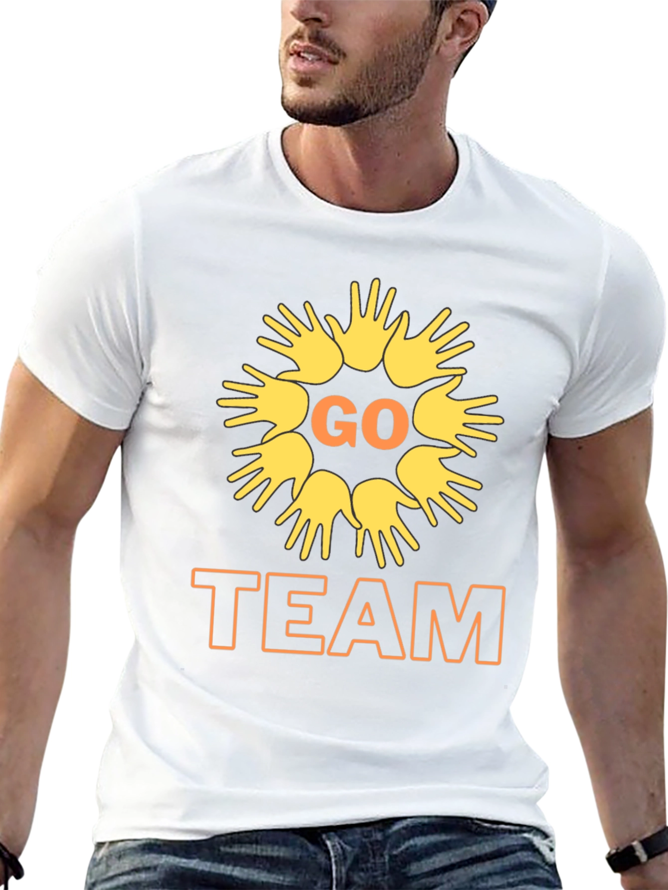 Go Team Black T-Shirt with Graphic Print