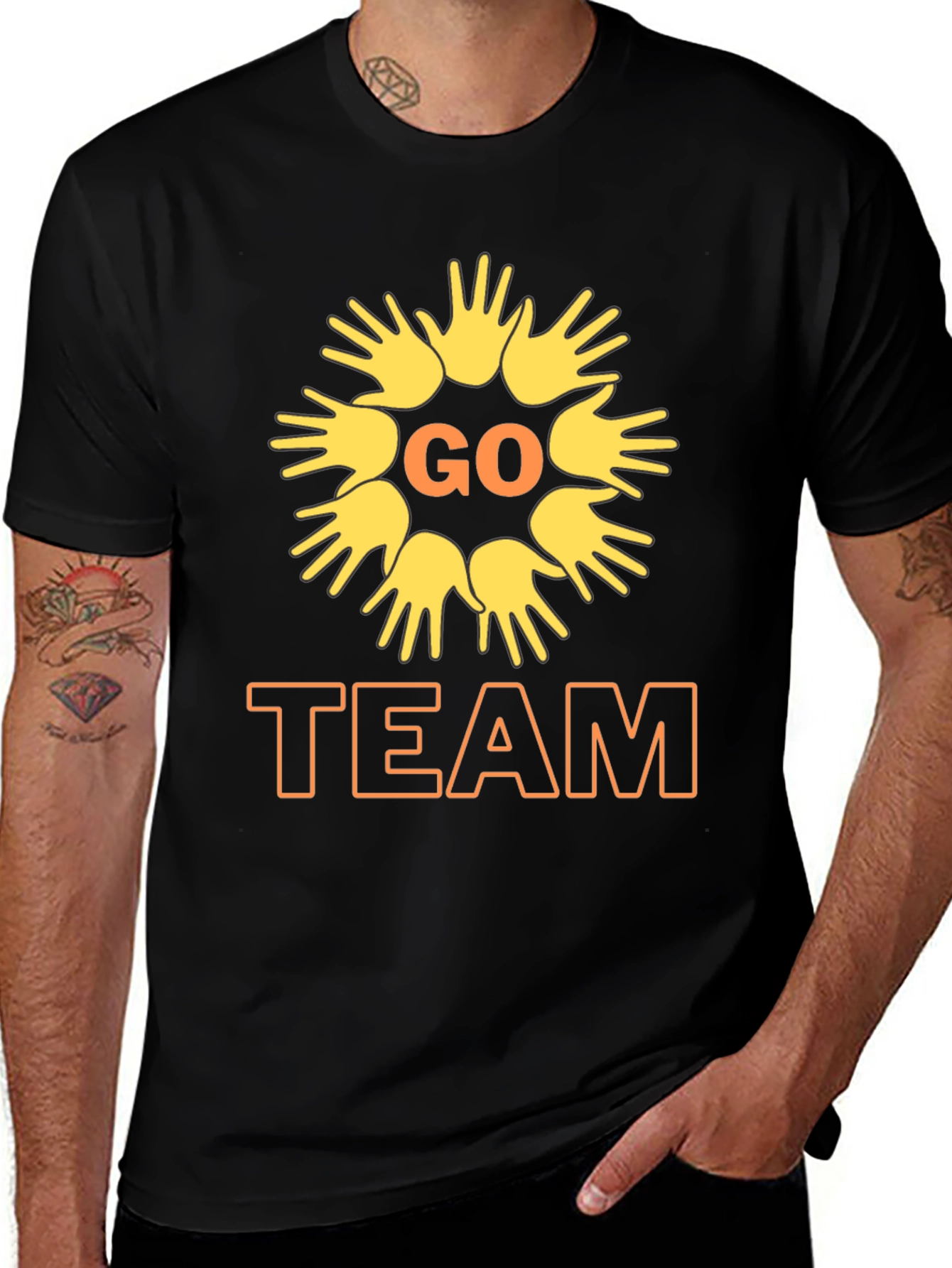Go Team Black T-Shirt with Graphic Print