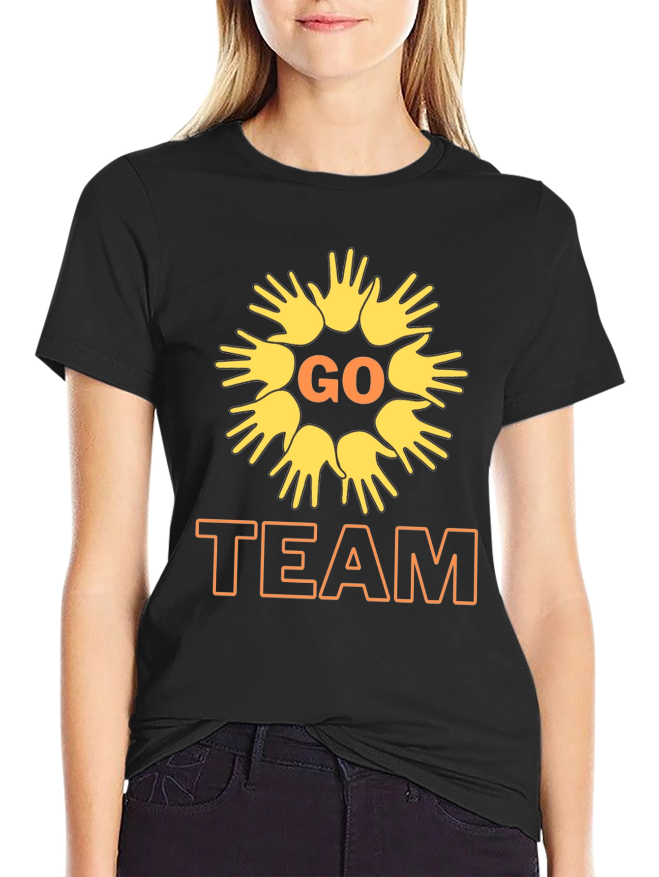 Go Team Black T-Shirt with Graphic Print