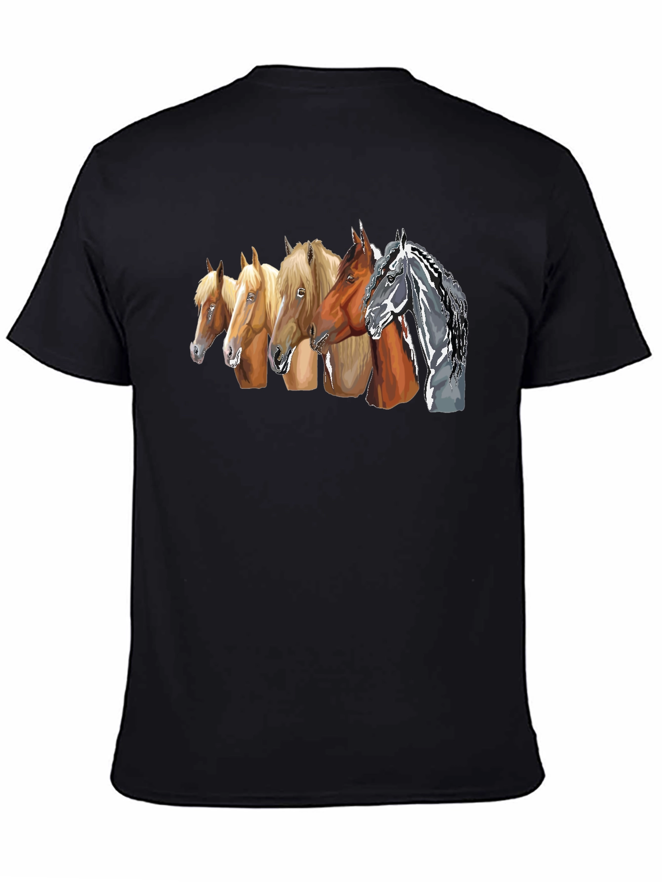 Horse Breeds Graphic Tee - Black Cotton T-Shirt