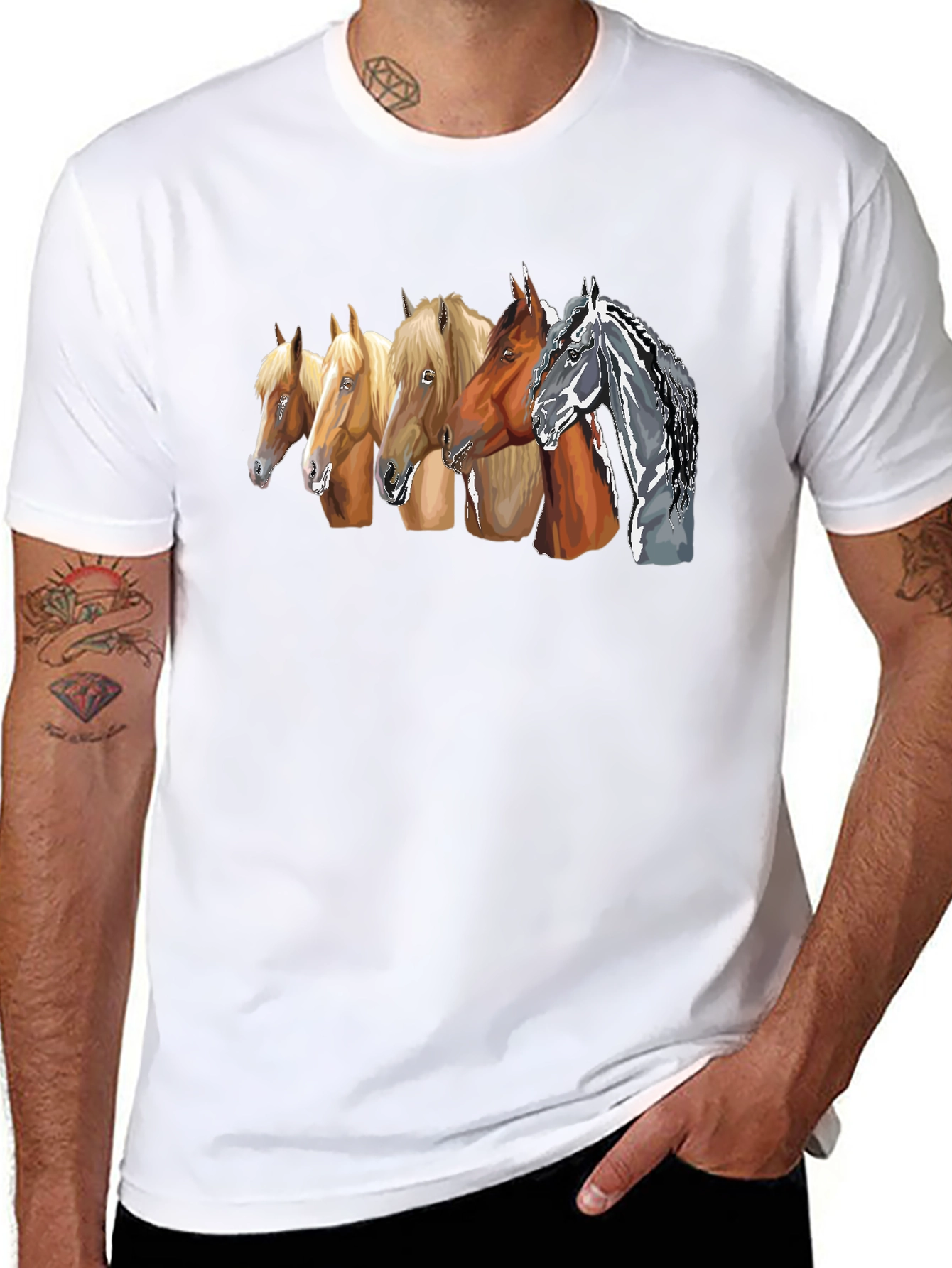 Horse Breeds Graphic Tee - Black Cotton T-Shirt