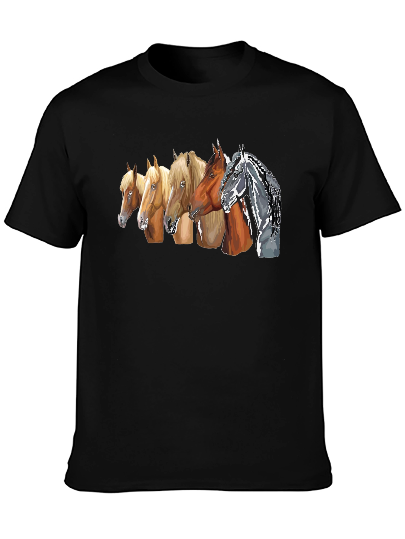 Horse Breeds Graphic Tee - Black Cotton T-Shirt