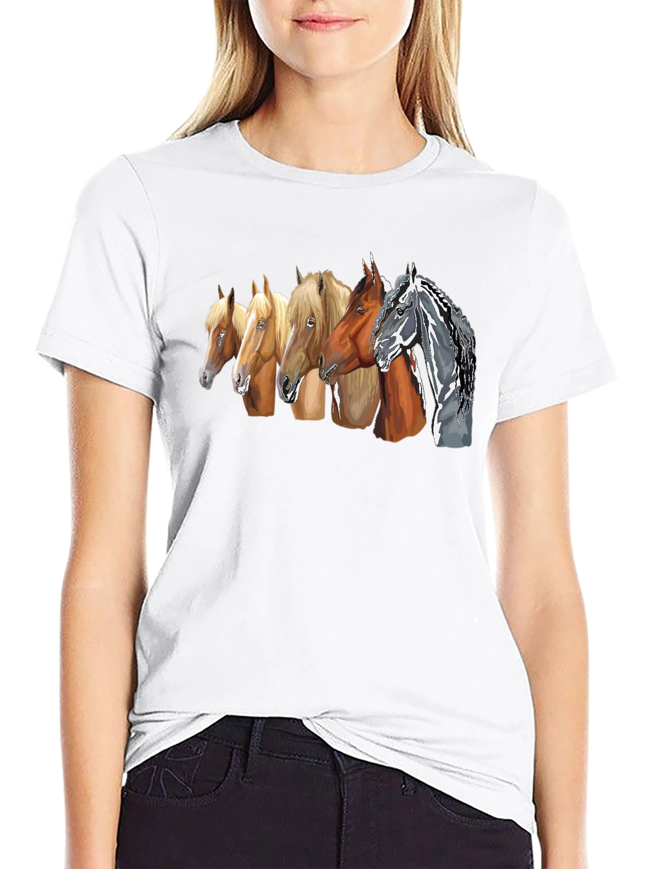 Horse Breeds Graphic Tee - Black Cotton T-Shirt