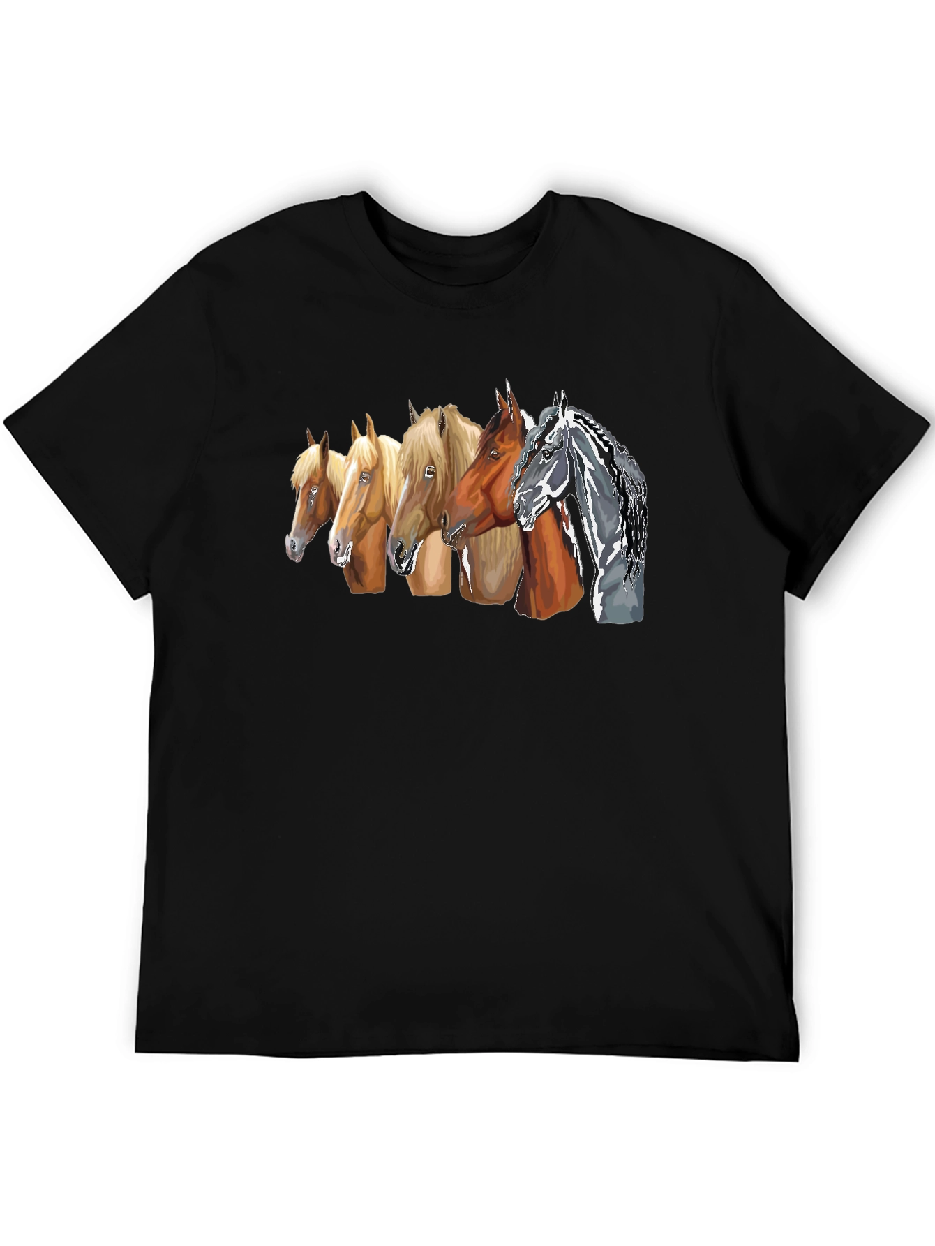 Horse Breeds Graphic Tee - Black Cotton T-Shirt