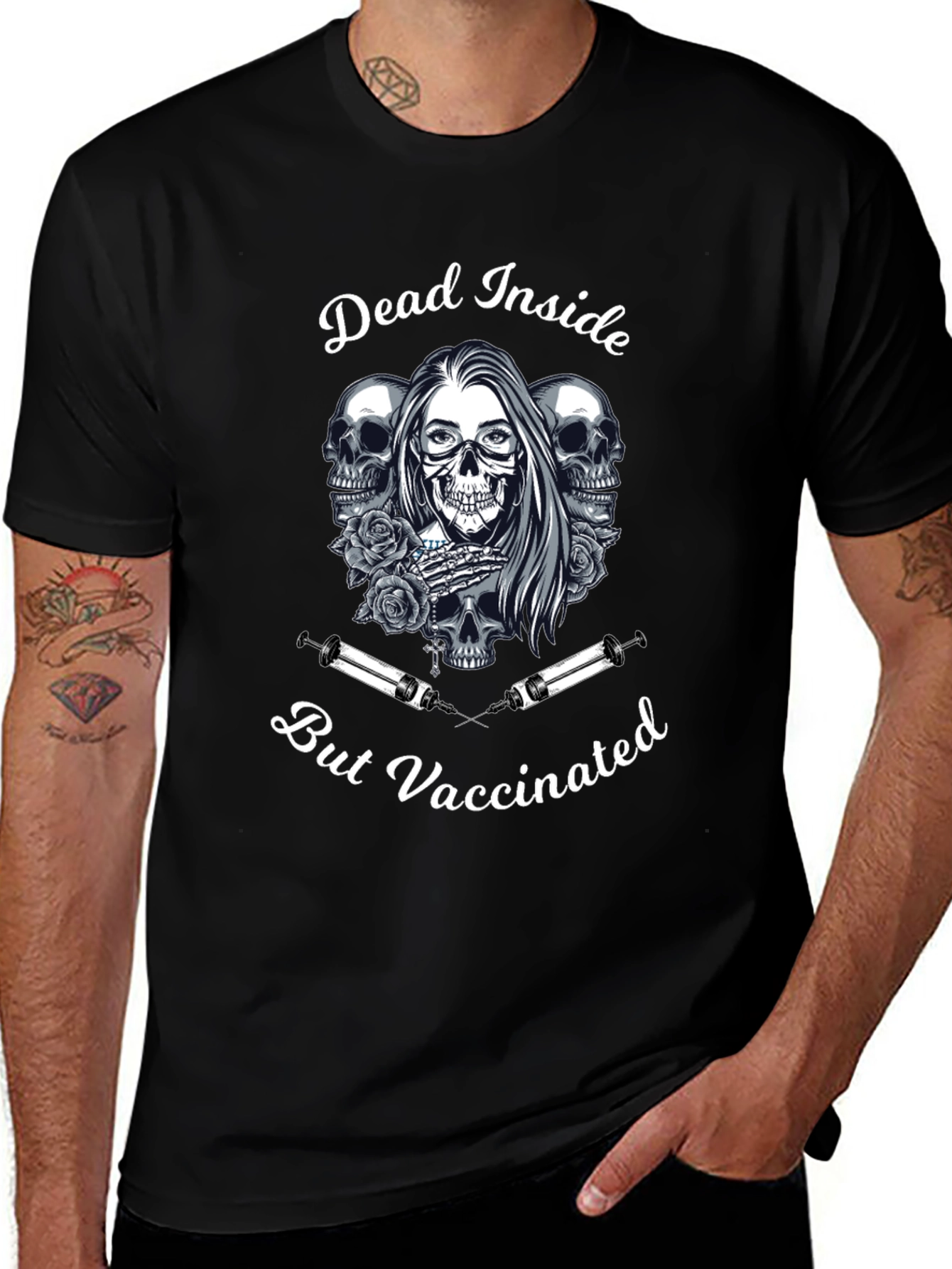 Dead Inside But Vaccinated Black T-Shirt