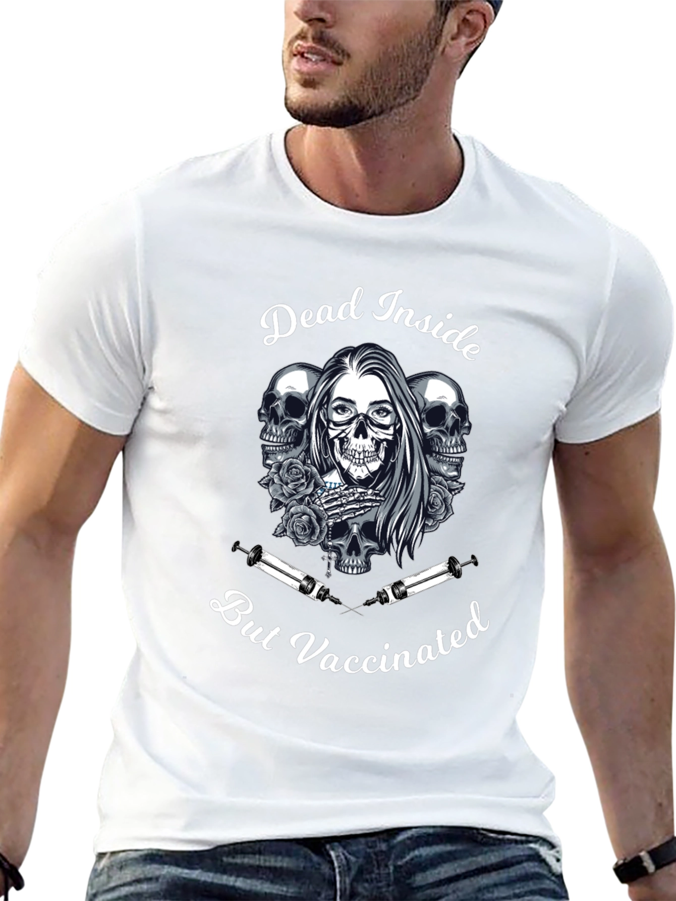 Dead Inside But Vaccinated Black T-Shirt