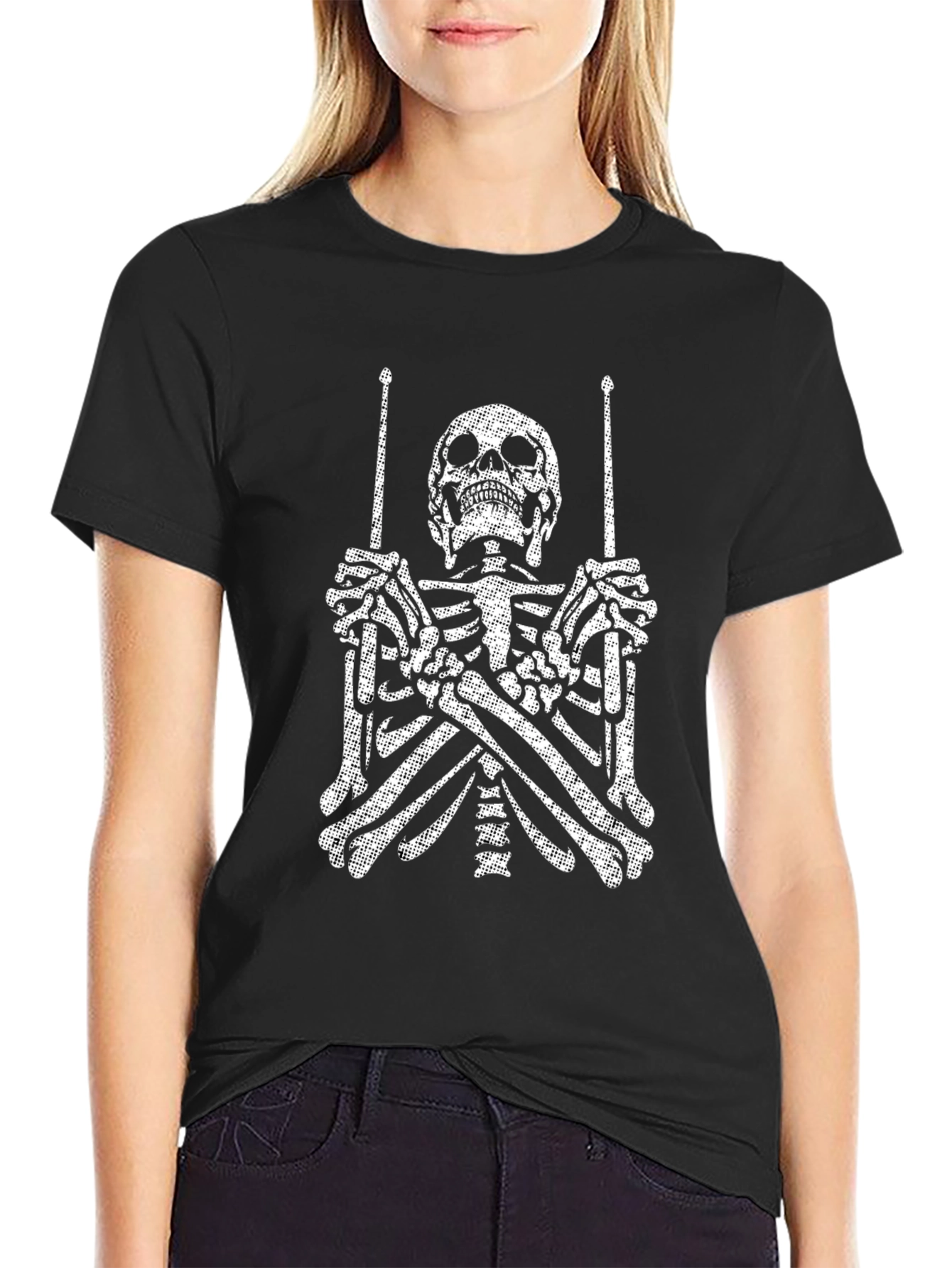 Skeleton Drummer Graphic Tee - Rock On!