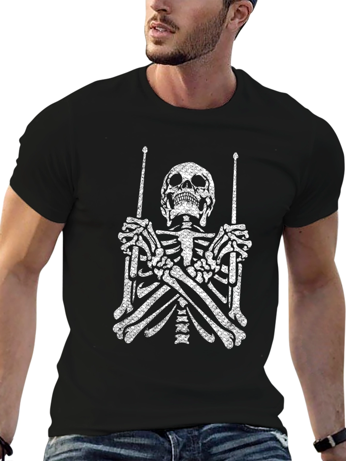 Skeleton Drummer Graphic Tee - Rock On!
