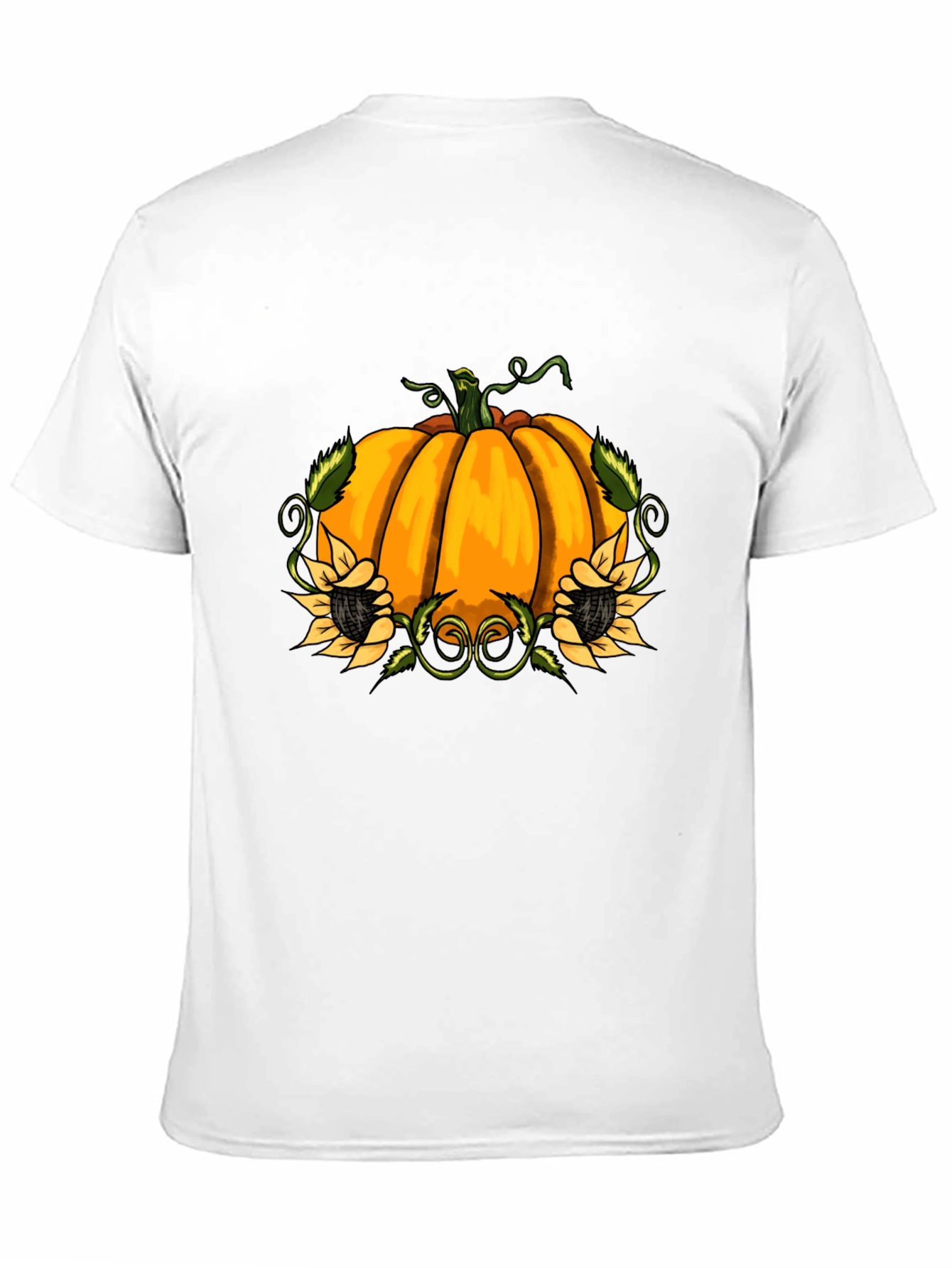 Pumpkin & Sunflower Graphic Print Black T-Shirt
