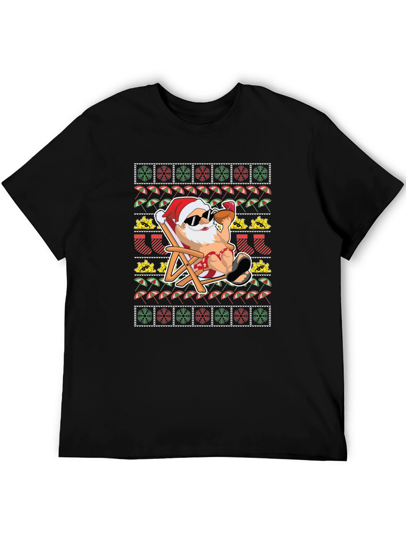 Santa on Vacation T-Shirt: Ugly Christmas Tee