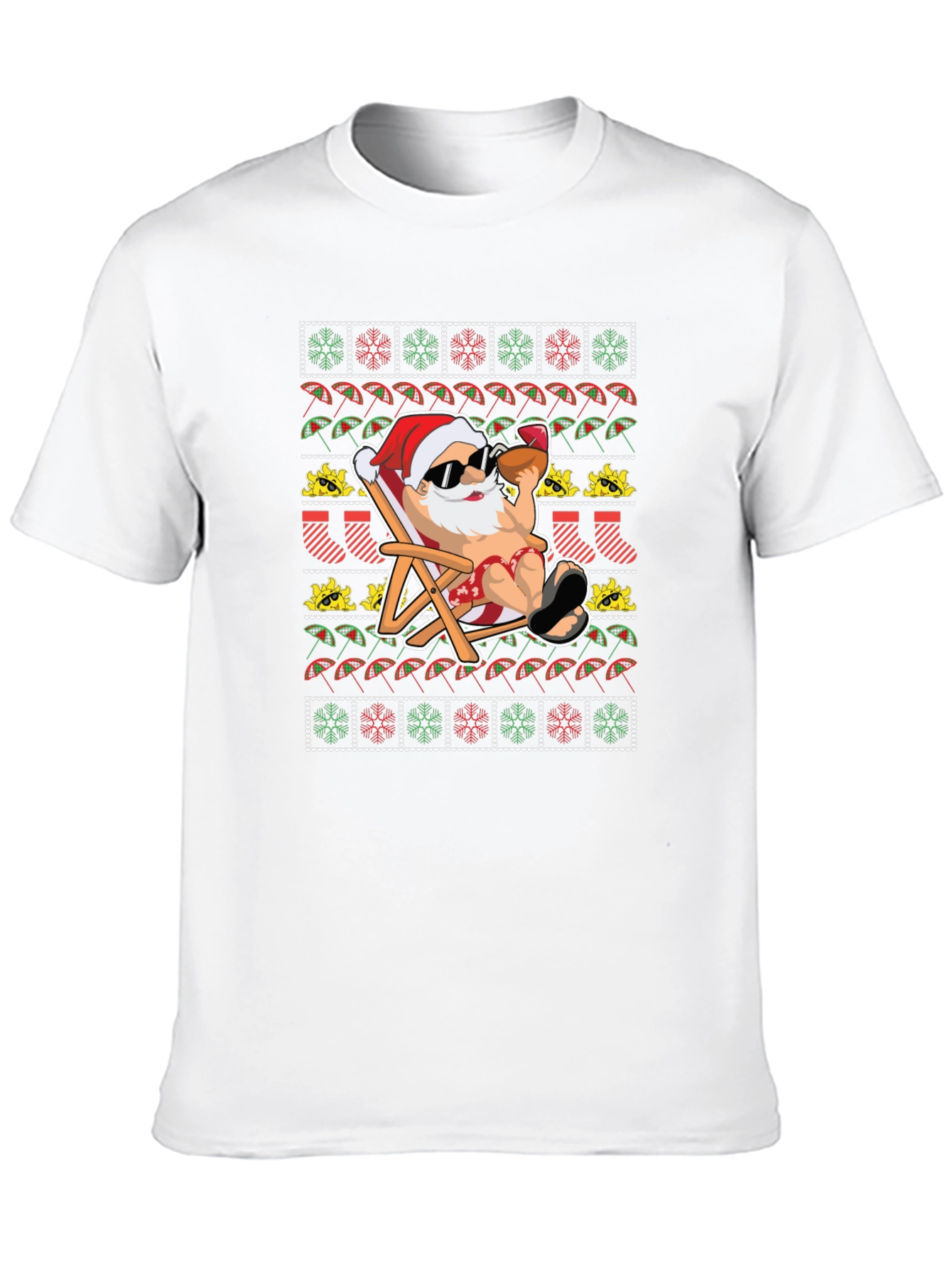 Santa on Vacation T-Shirt: Ugly Christmas Tee