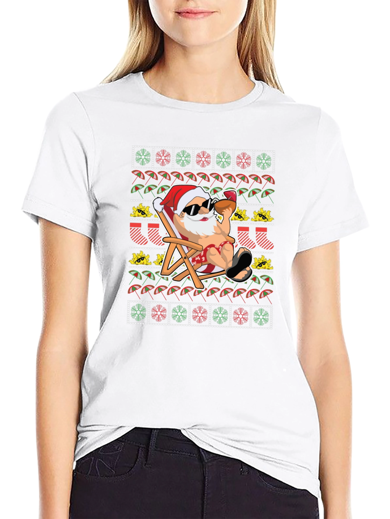 Santa on Vacation T-Shirt: Ugly Christmas Tee