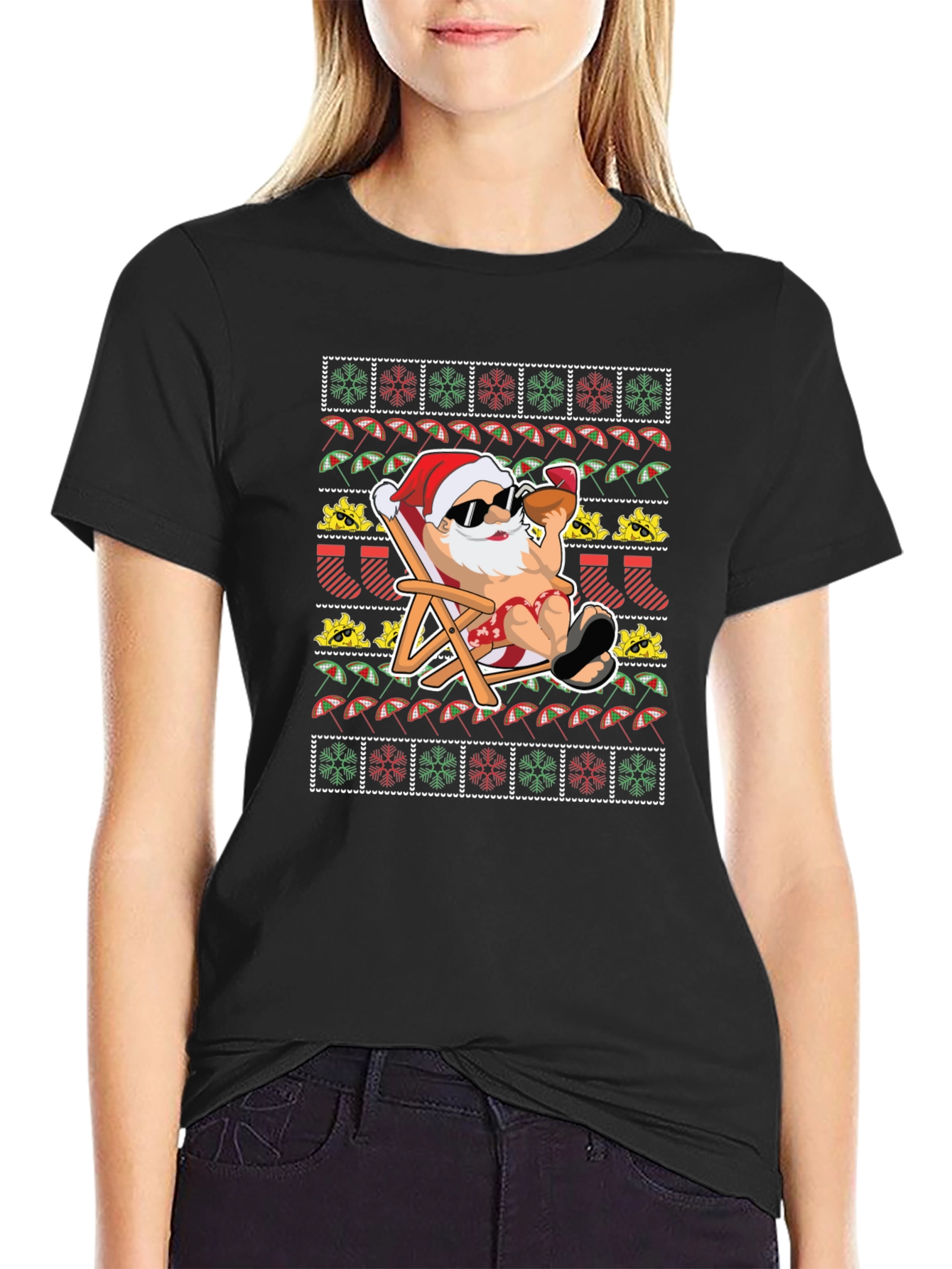 Santa on Vacation T-Shirt: Ugly Christmas Tee