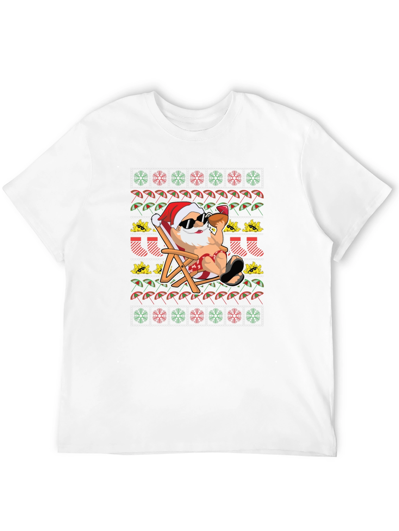 Santa on Vacation T-Shirt: Ugly Christmas Tee