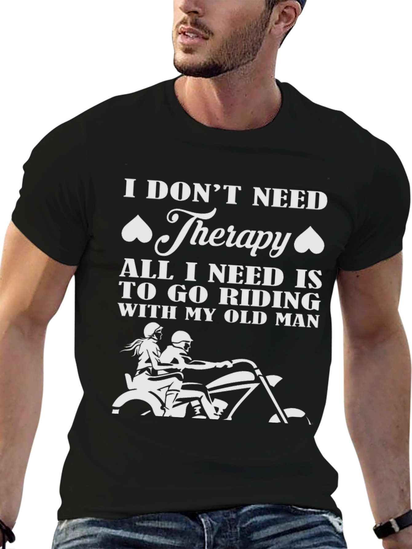 Riding Therapy T-Shirt - Motorcycle Old Man Design