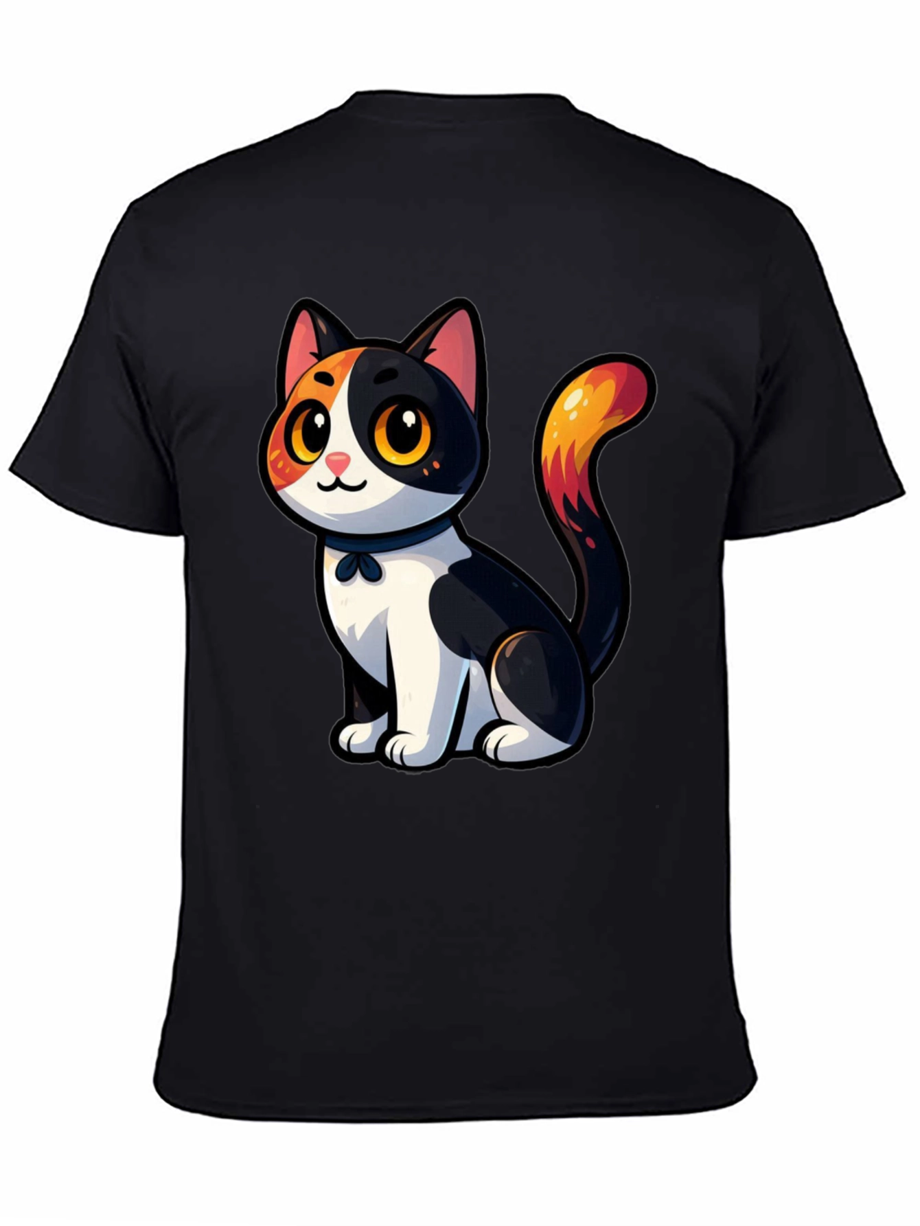 Cartoon Cat Graphic T-Shirt - Unisex Black Tee