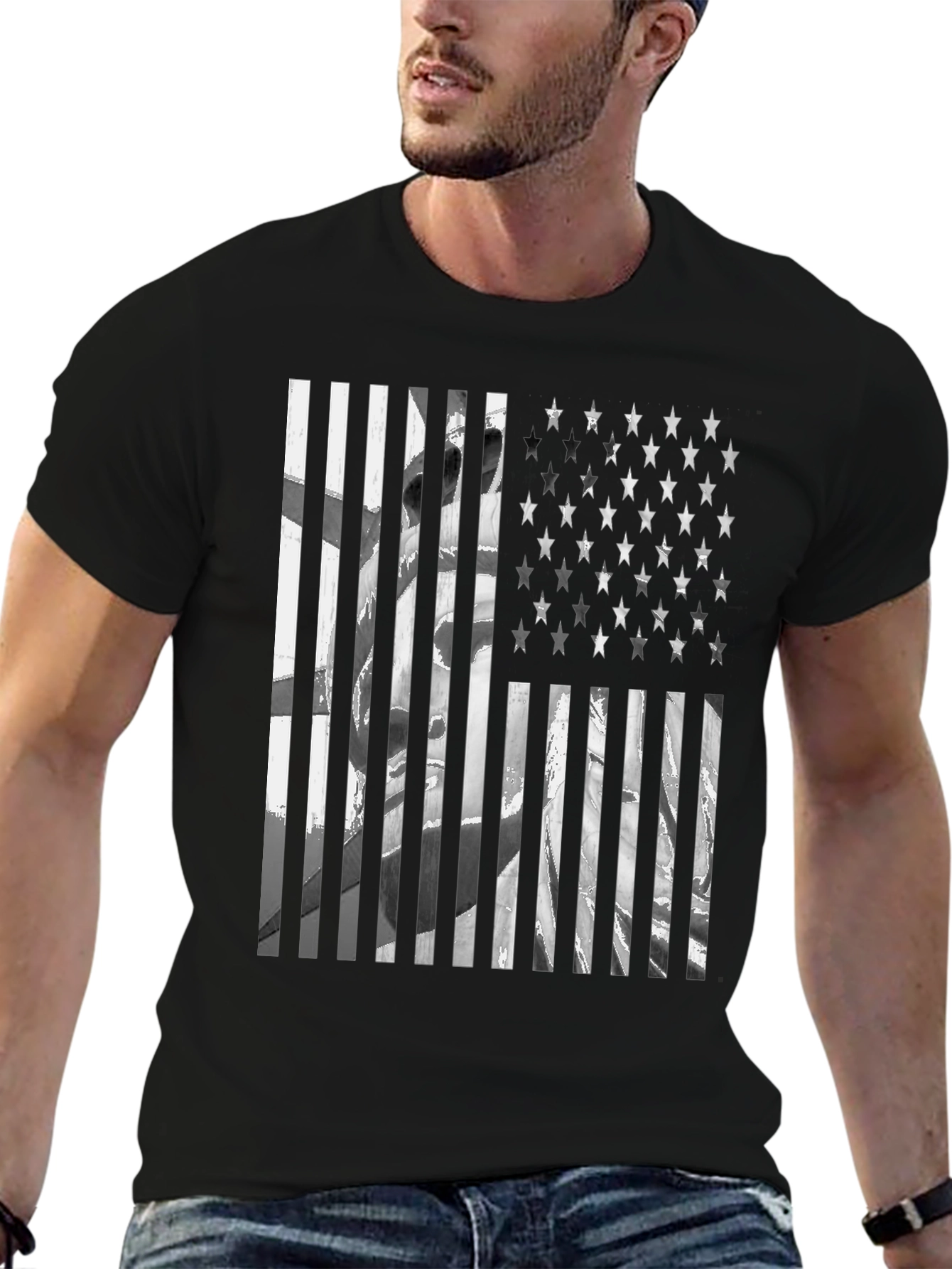 American Flag Statue Graphic Tee
