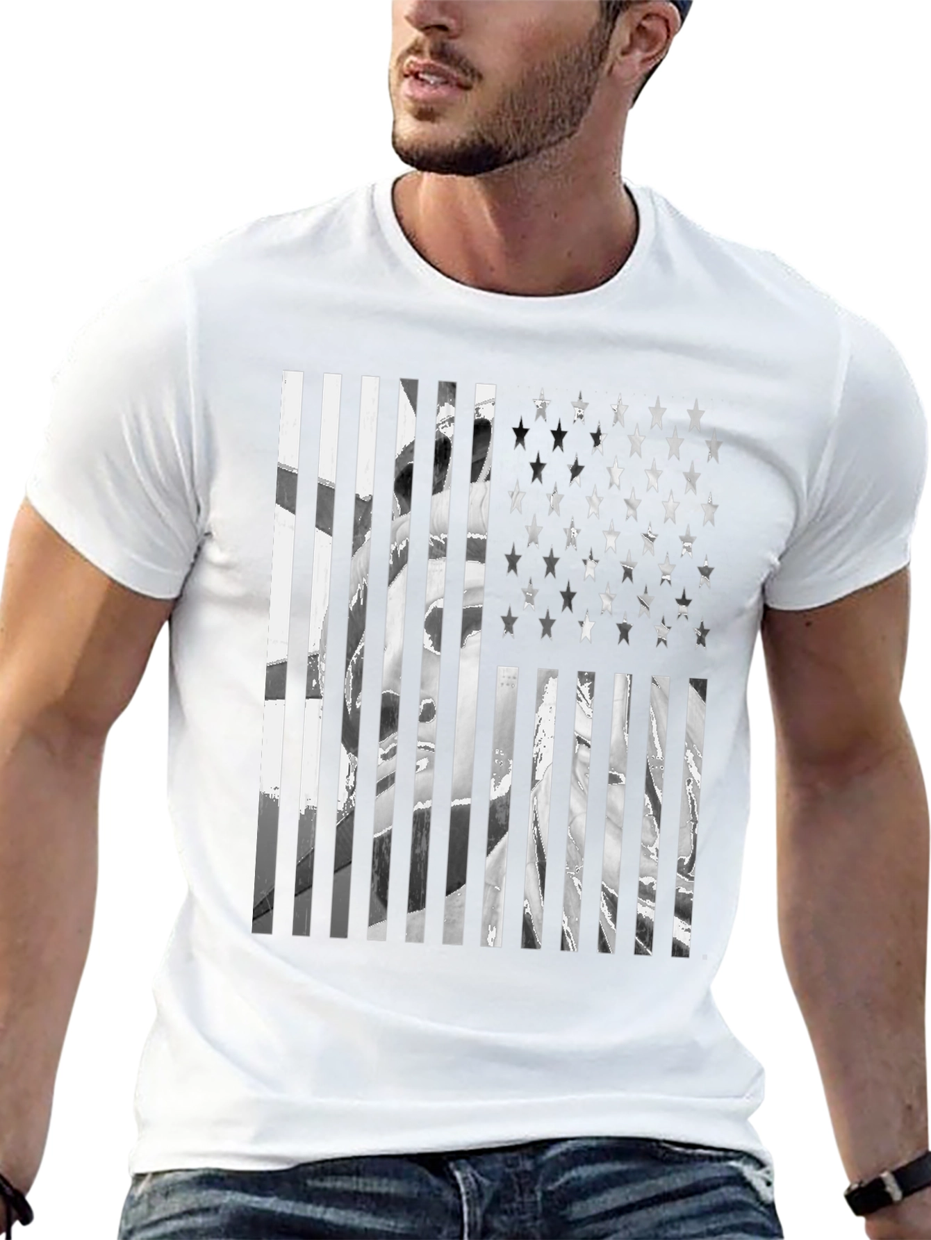 American Flag Statue Graphic Tee